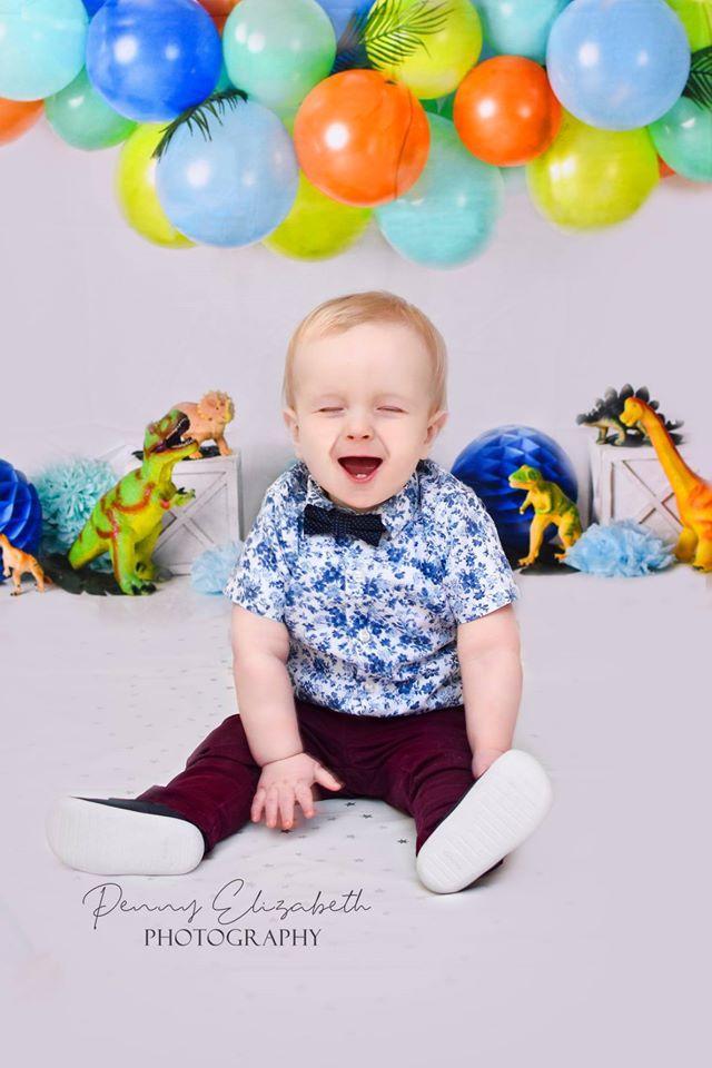 Kate Dinosaur Birthday with Balloons Backdrop for Photography Designed By Mandy Ringe Photography - Kate Backdrop AU