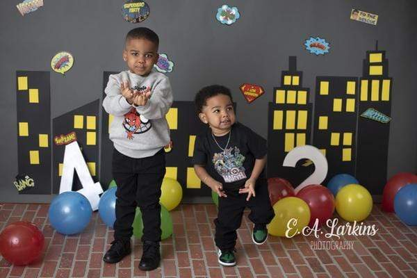 Kate Super hero City Children Backdrop for Photography Designed By Erin Larkins - Kate Backdrop AU