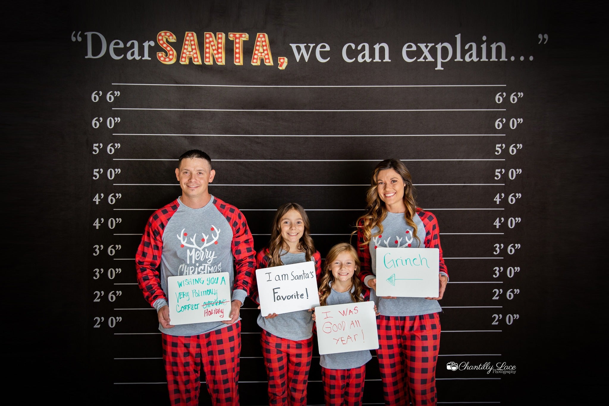 Kate Dear Santa Word Backdrop Black Christmas for Photography - Kate Backdrop AU