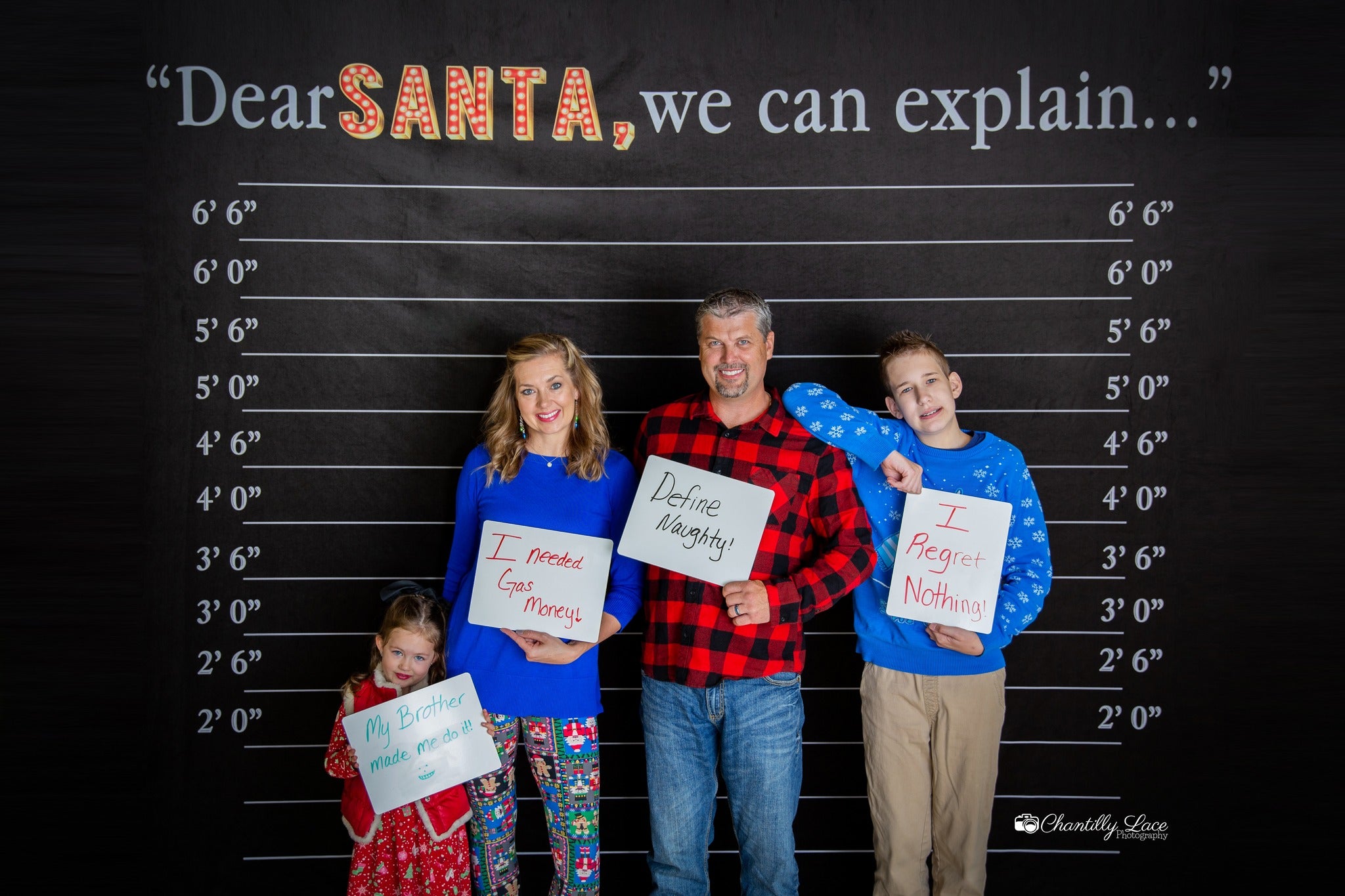 Kate Dear Santa Word Backdrop Black Christmas for Photography - Kate Backdrop AU