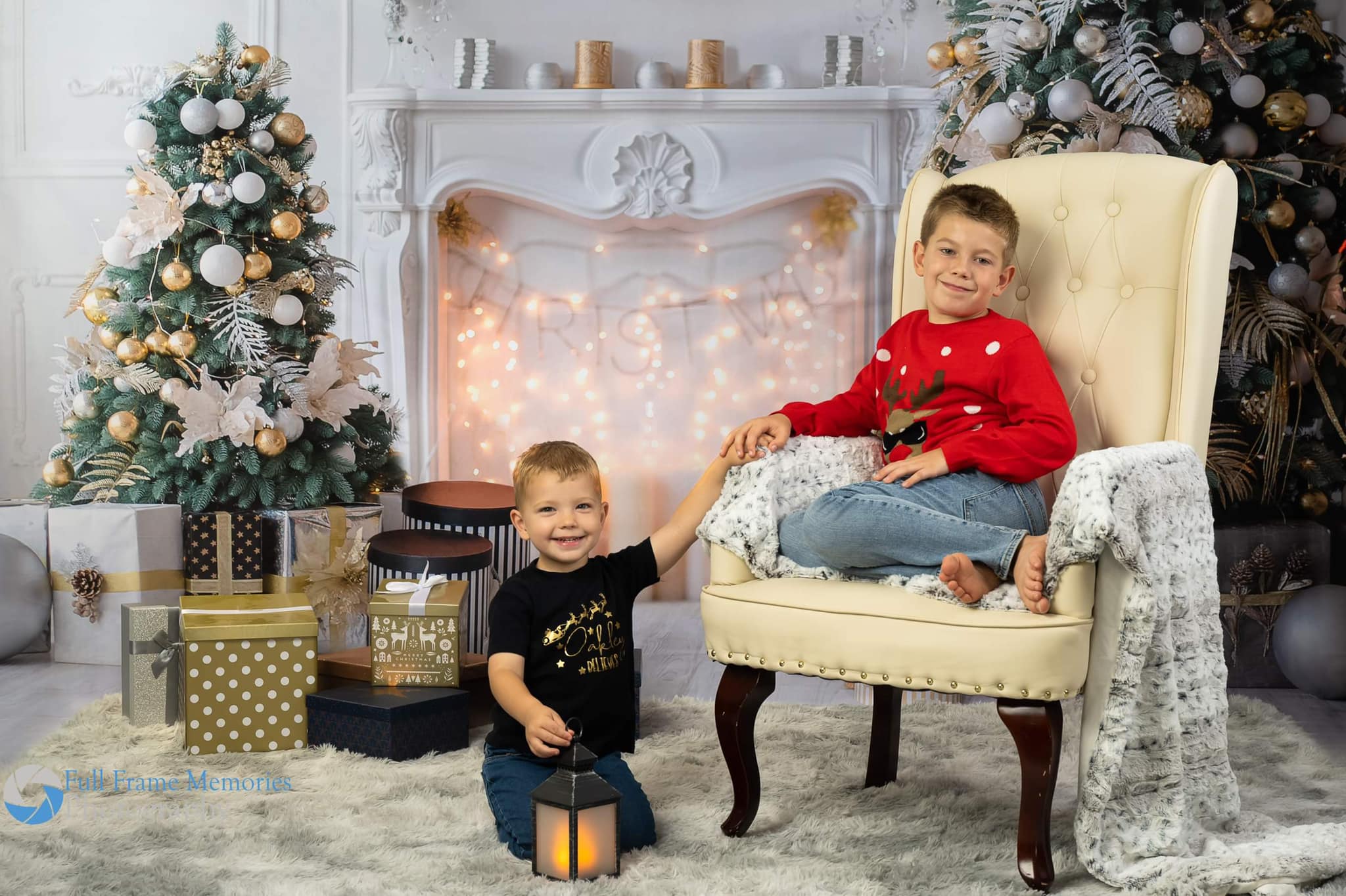Kate Christmas White Room Pinetrees Gifts Fireplace Decoration Backdrop for Photography - Kate Backdrop AU