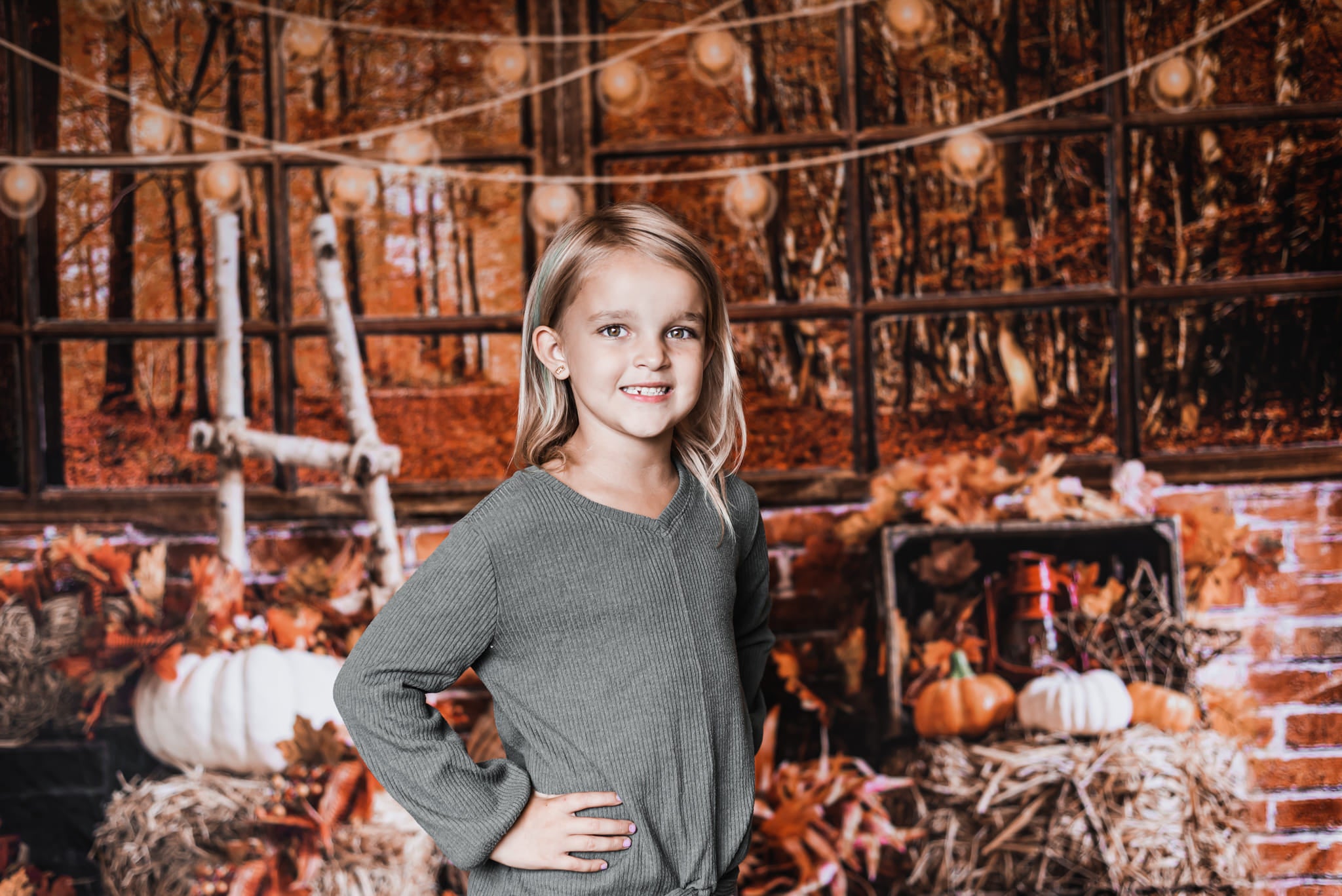 Kate Autumn Forest Backdrop Haystack Pumpkin for Photography - Kate Backdrop AU