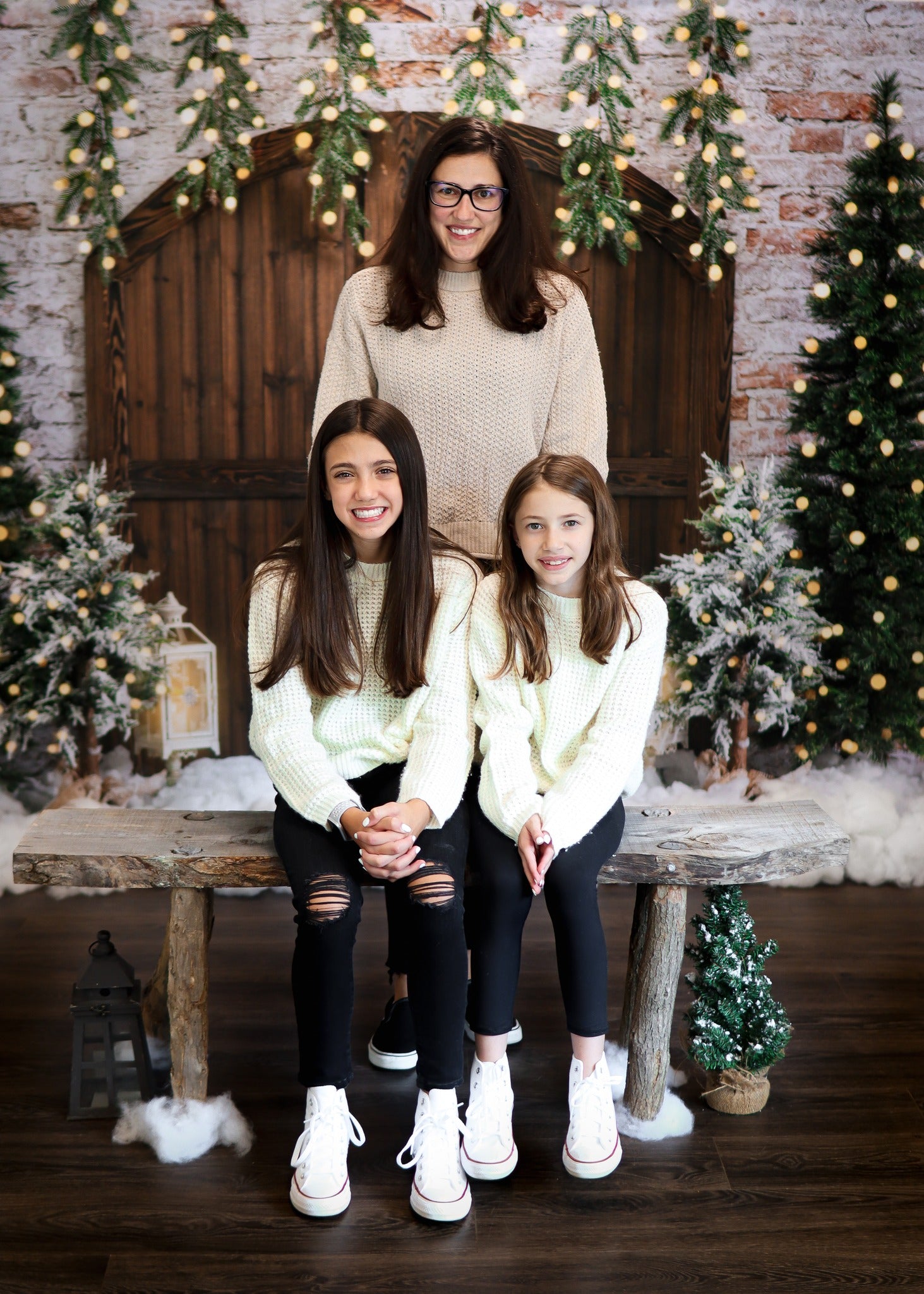 Kate Christmas Backdrop Snow Tree Winter Brick Wall Designed by Emetselch - Kate Backdrop AU