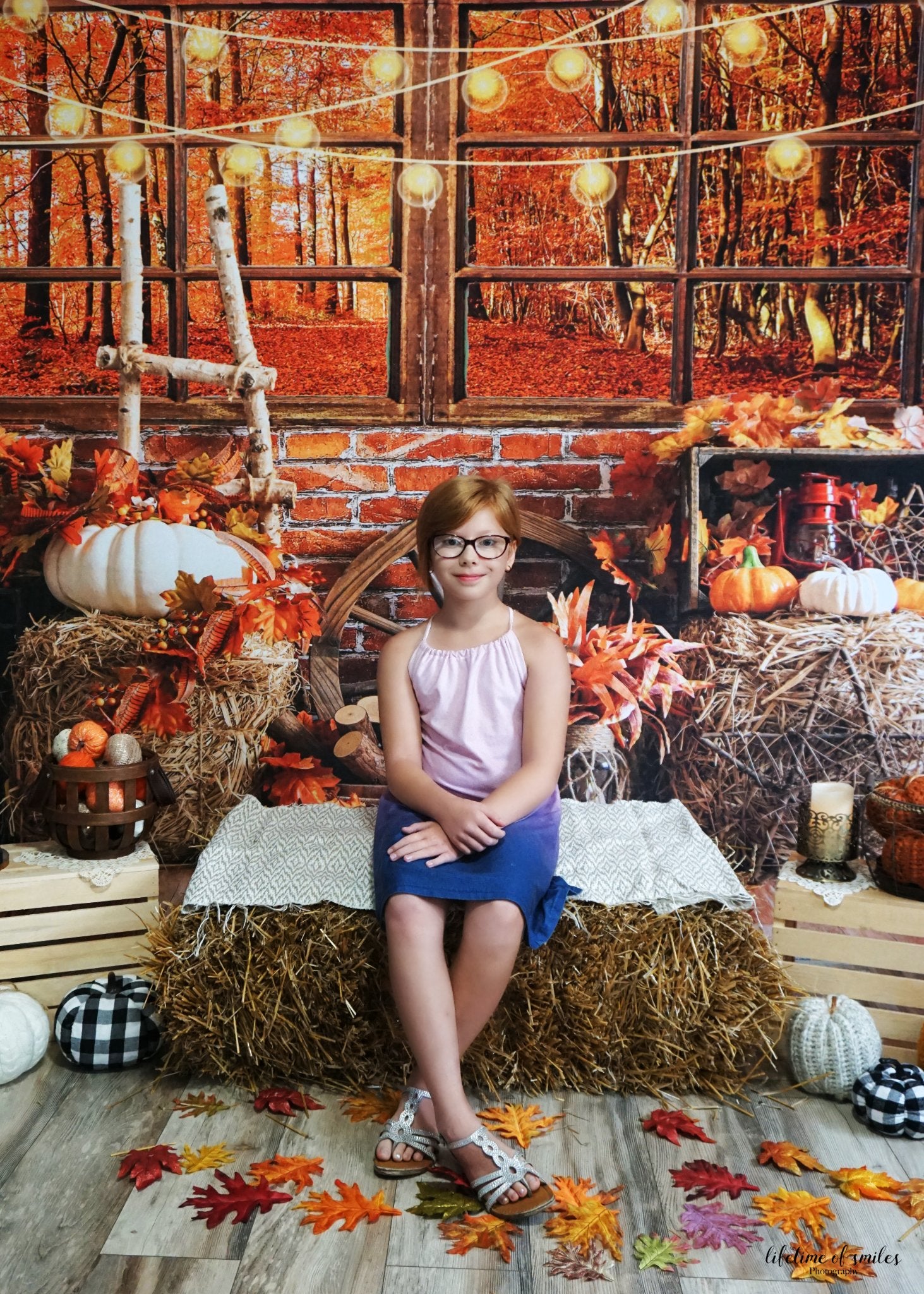 Kate Autumn Forest Backdrop Haystack Pumpkin for Photography - Kate Backdrop AU