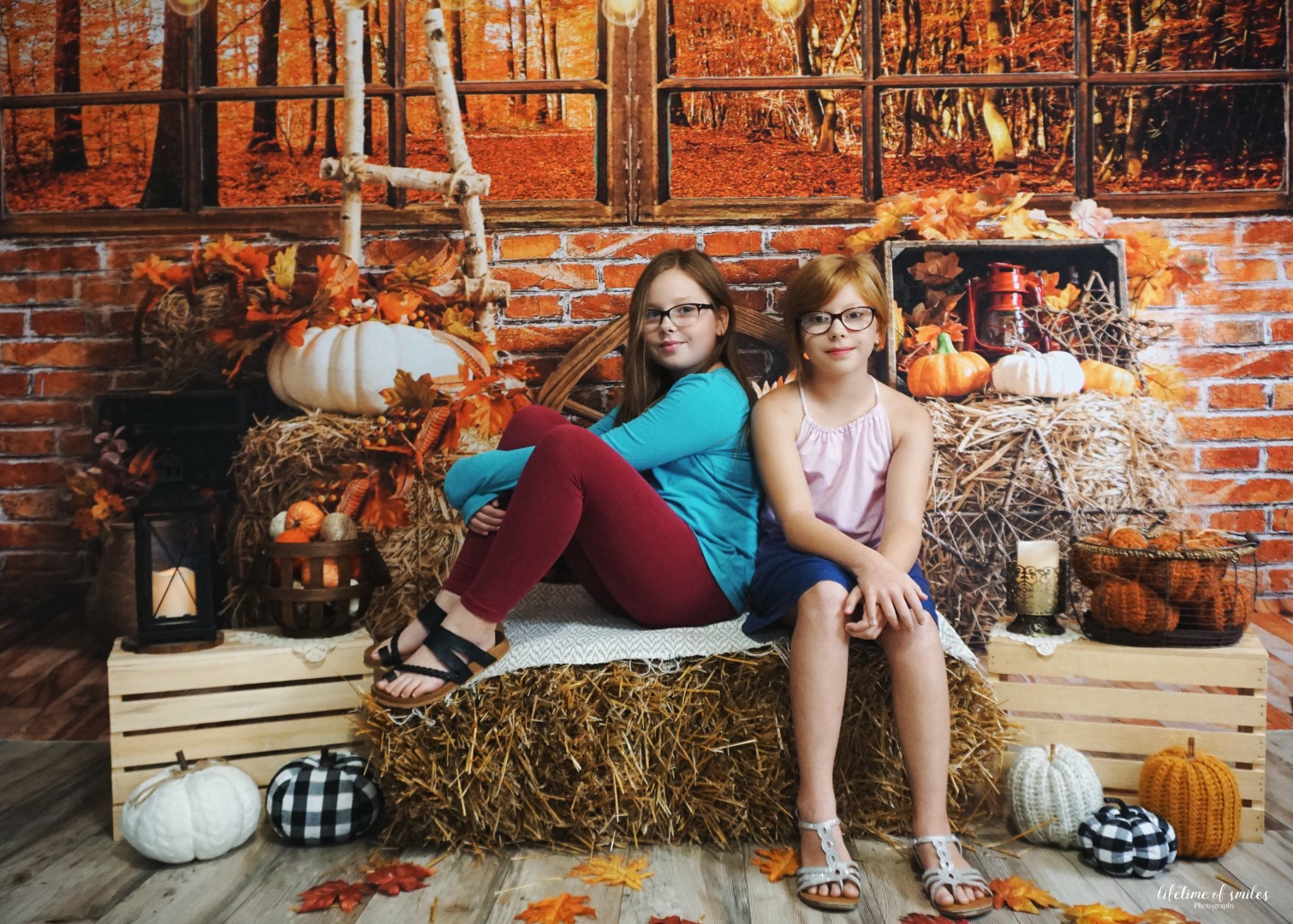 Kate Autumn Forest Backdrop Haystack Pumpkin for Photography - Kate Backdrop AU