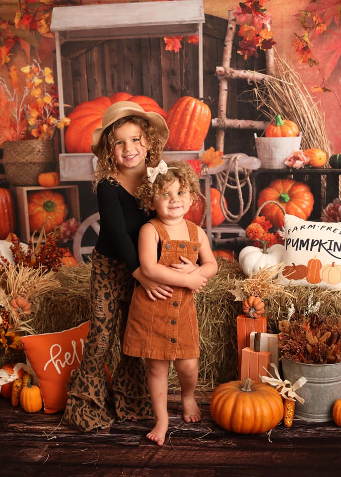 Kate Maple Leaf Autumn Harvest Backdrop Pumpkin Designed by Emetselch - Kate Backdrop AU