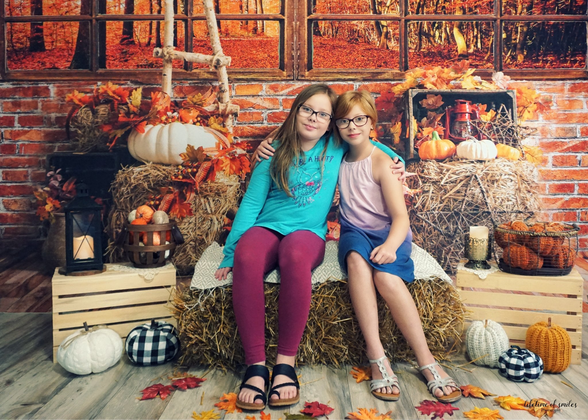 Kate Autumn Forest Backdrop Haystack Pumpkin for Photography - Kate Backdrop AU