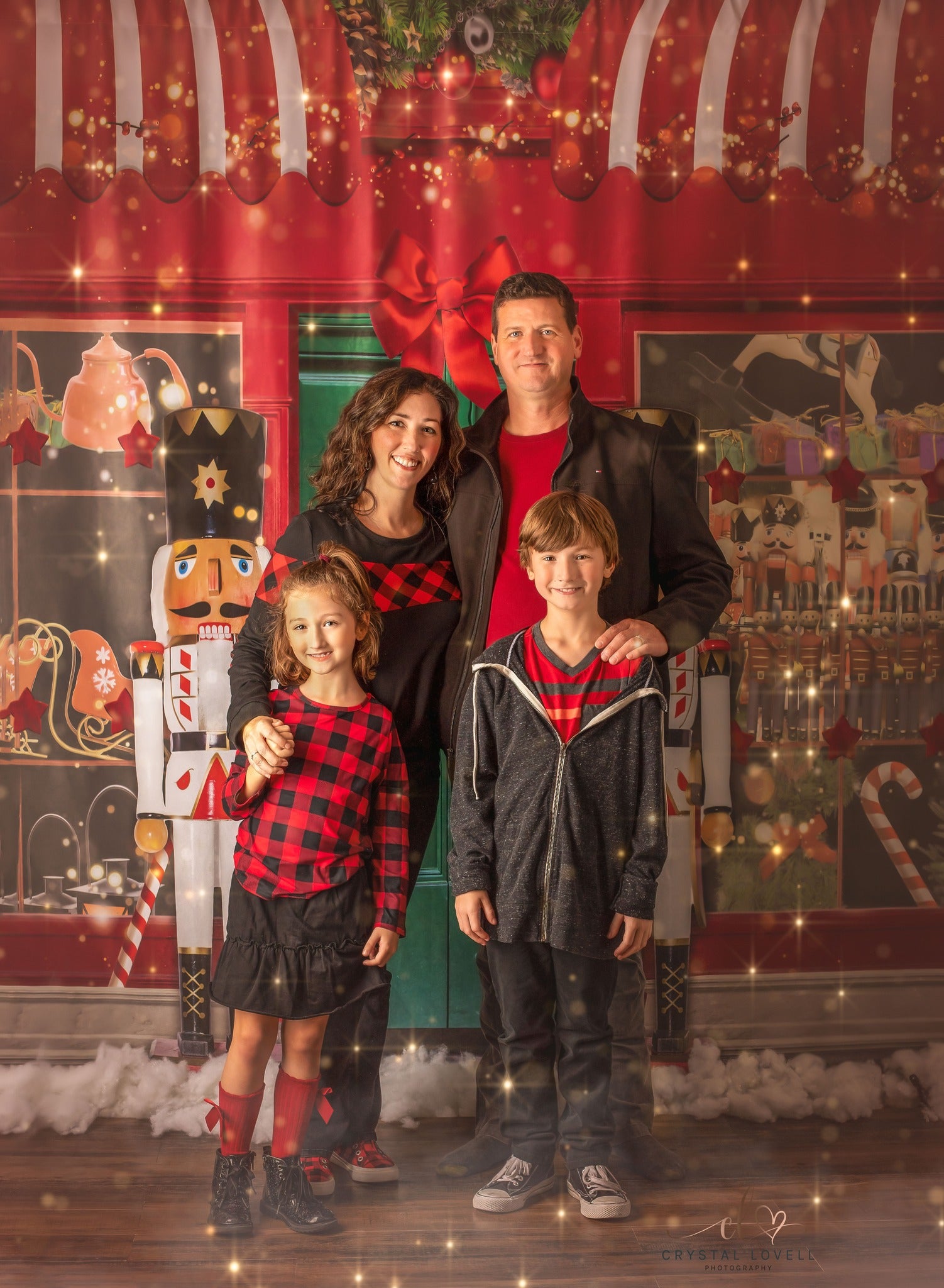 Kate Christmas Shop Window Backdrop+Kate Light Brown And Gray Wood Rubber Floor Mat - Kate Backdrop AU