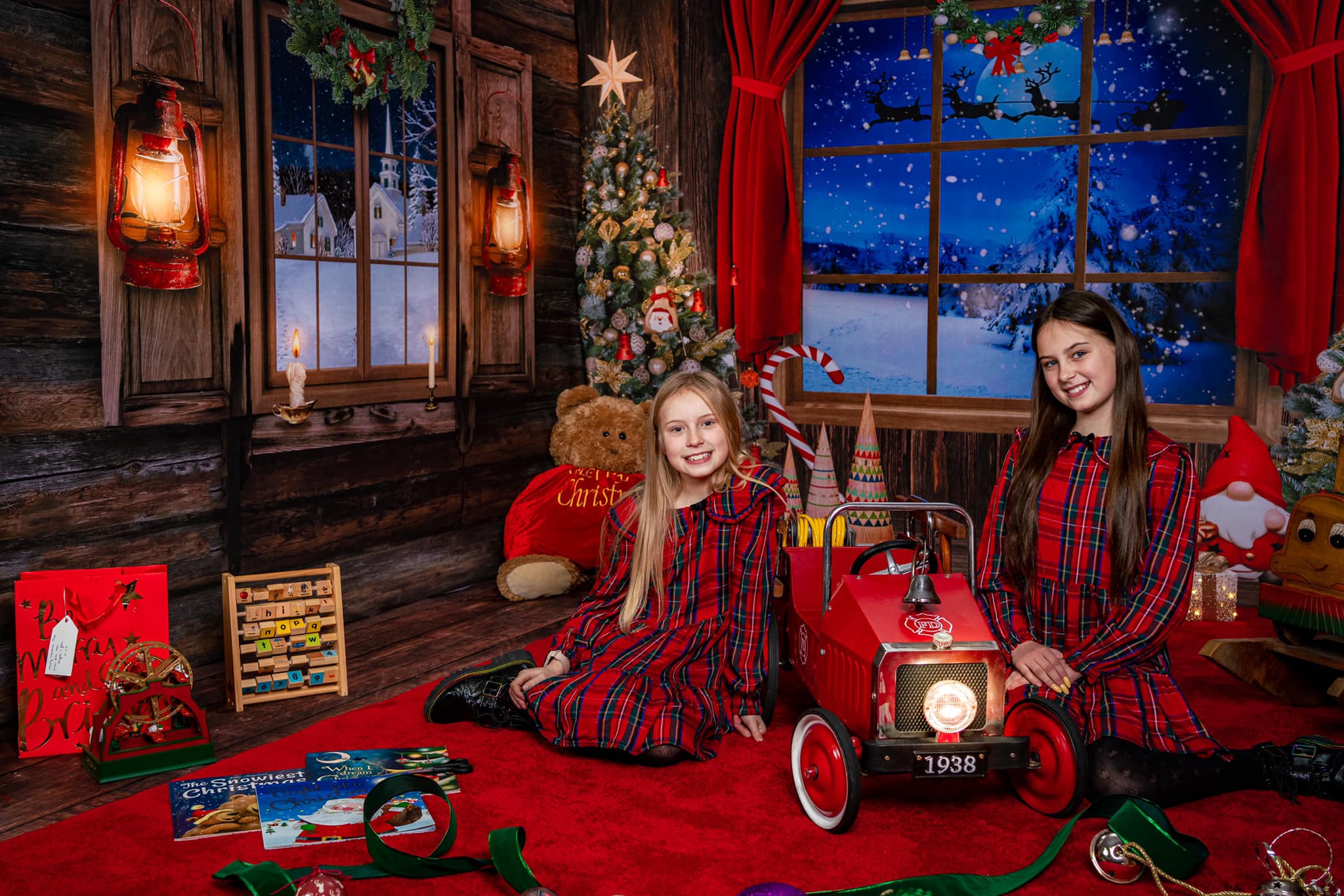 Kate Christmas Trees Indoor Windows Backdrop Room Set - Kate Backdrop AU