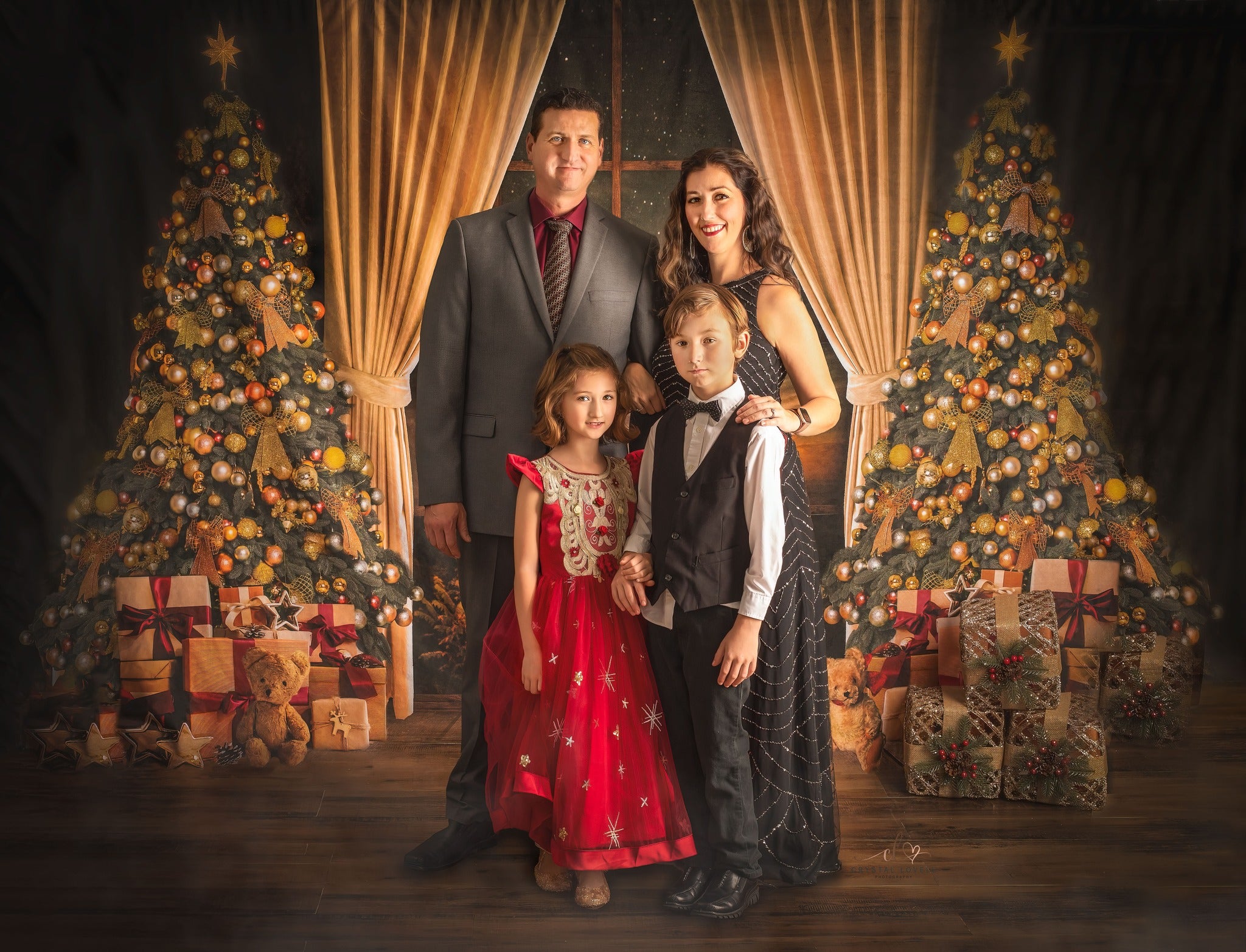 Kate Christmas Tree Backdrop Moon Starry Sky for Photography - Kate Backdrop AU