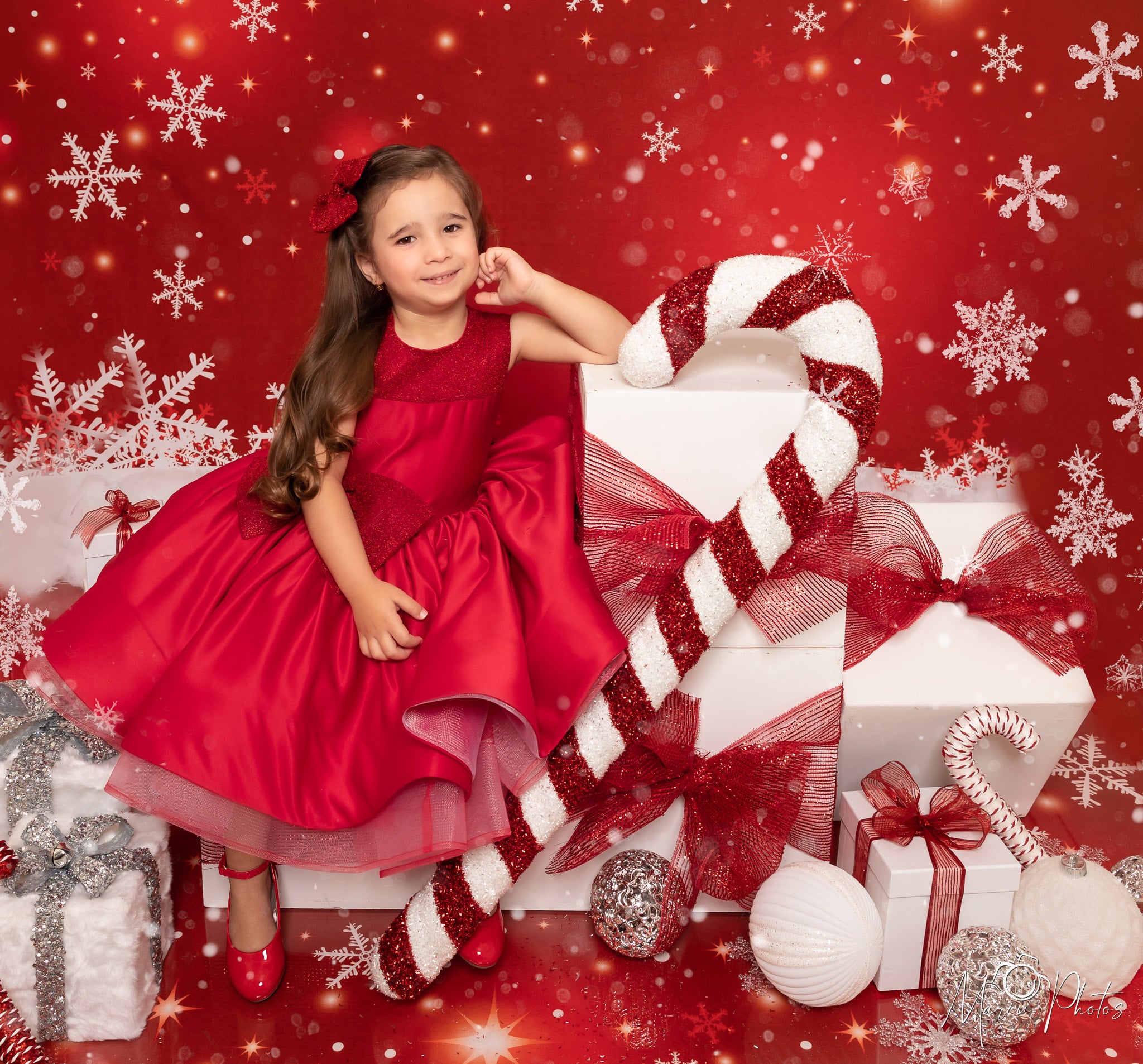Kate Red Wall Background Snowflake Marry Christmas Backdrops - Kate Backdrop AU