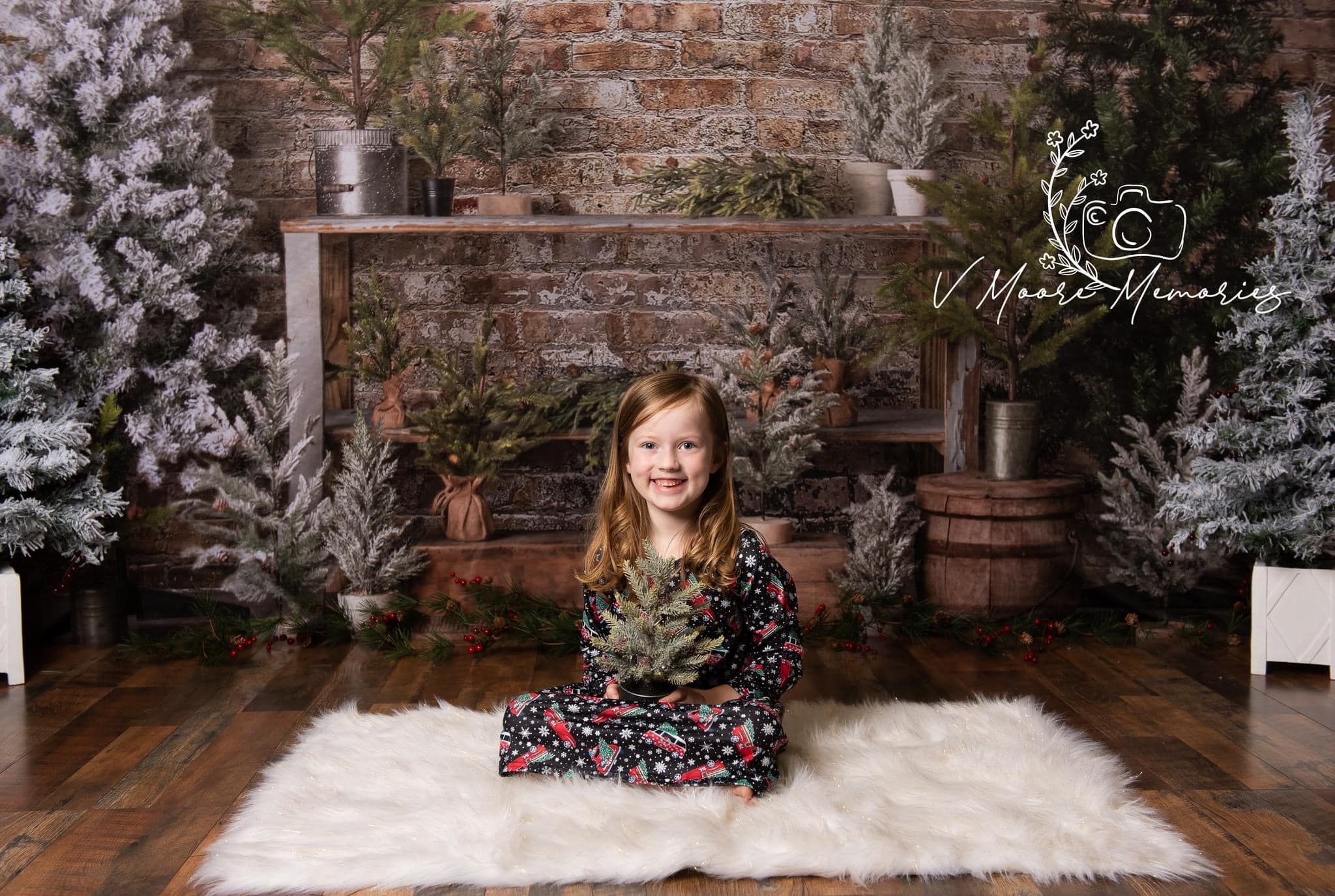 Kate Farm Fresh Backdrop Tree Stand Simple Brick Wall Designed by Mandy Ringe Photography - Kate Backdrop AU