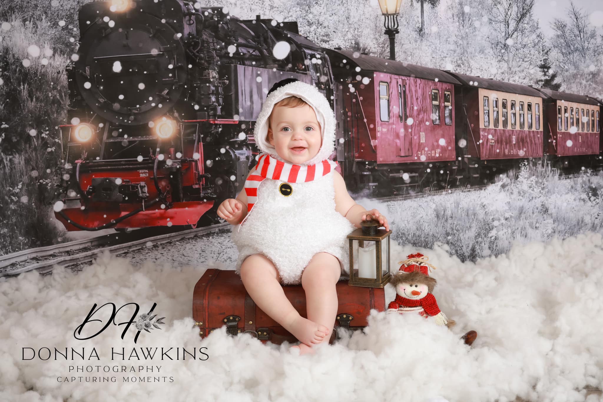 Kate Winter Christmas Train Backdrop Snow Designed by Chain Photography - Kate Backdrop AU