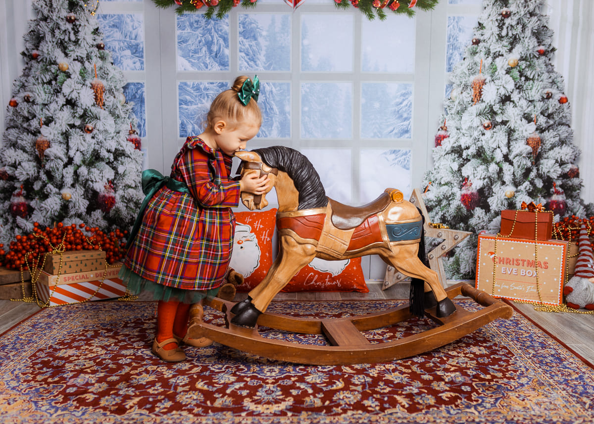 Kate Christmas Tree Winter White Window Backdrop Designed by Chain Photography - Kate Backdrop AU