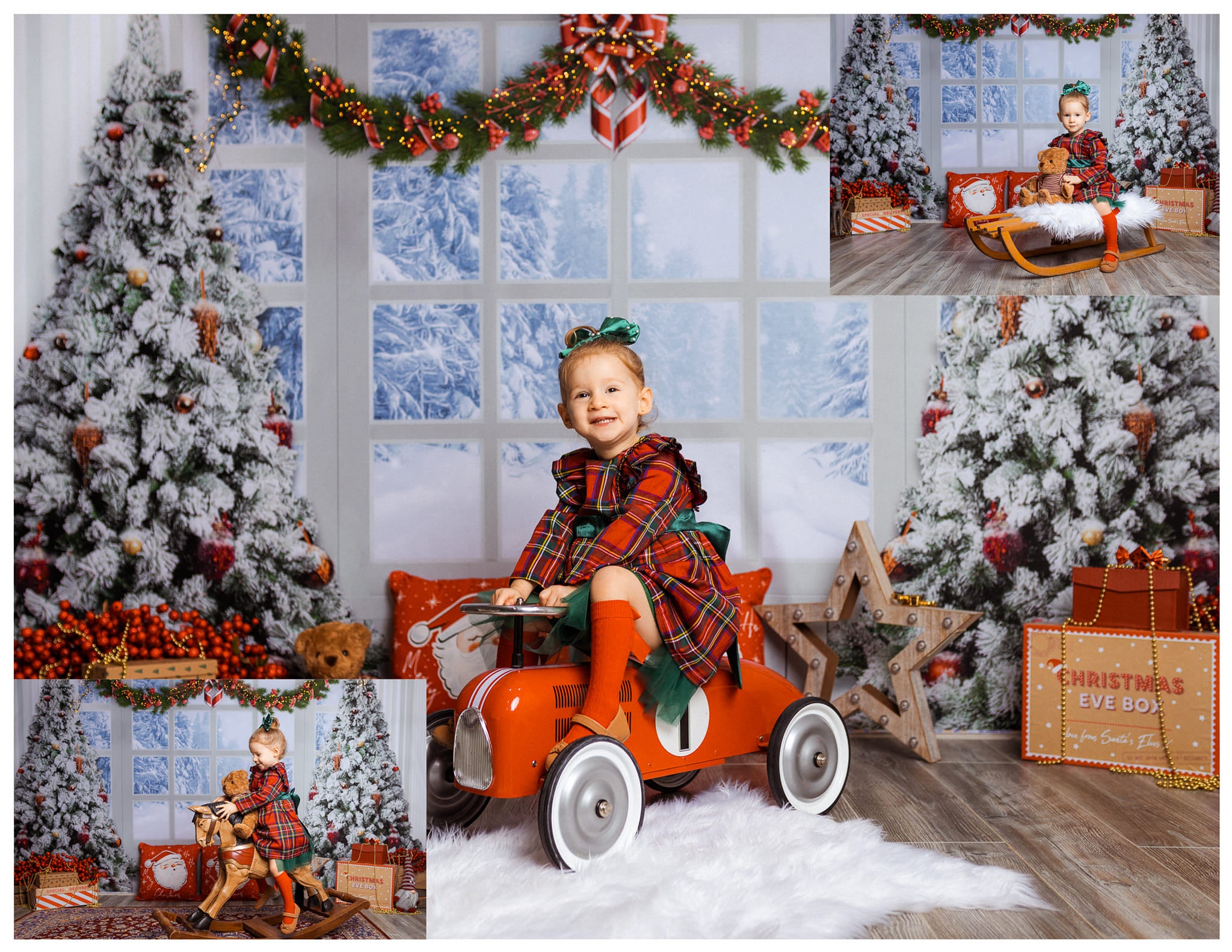 Kate Christmas Tree Winter White Window Backdrop Designed by Chain Photography - Kate Backdrop AU