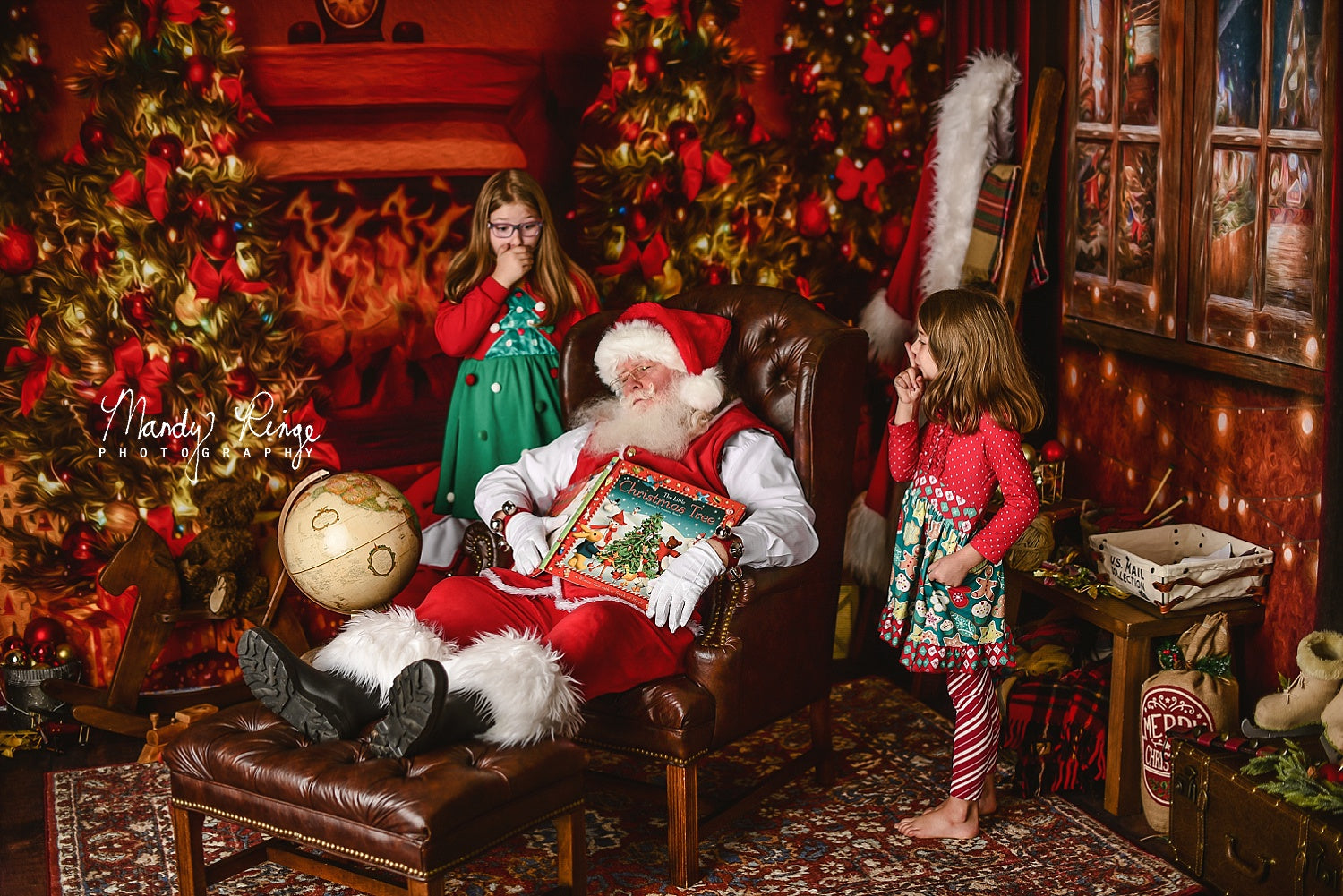 Kate Christmas Fireplace&Window Room Set - Kate Backdrop AU