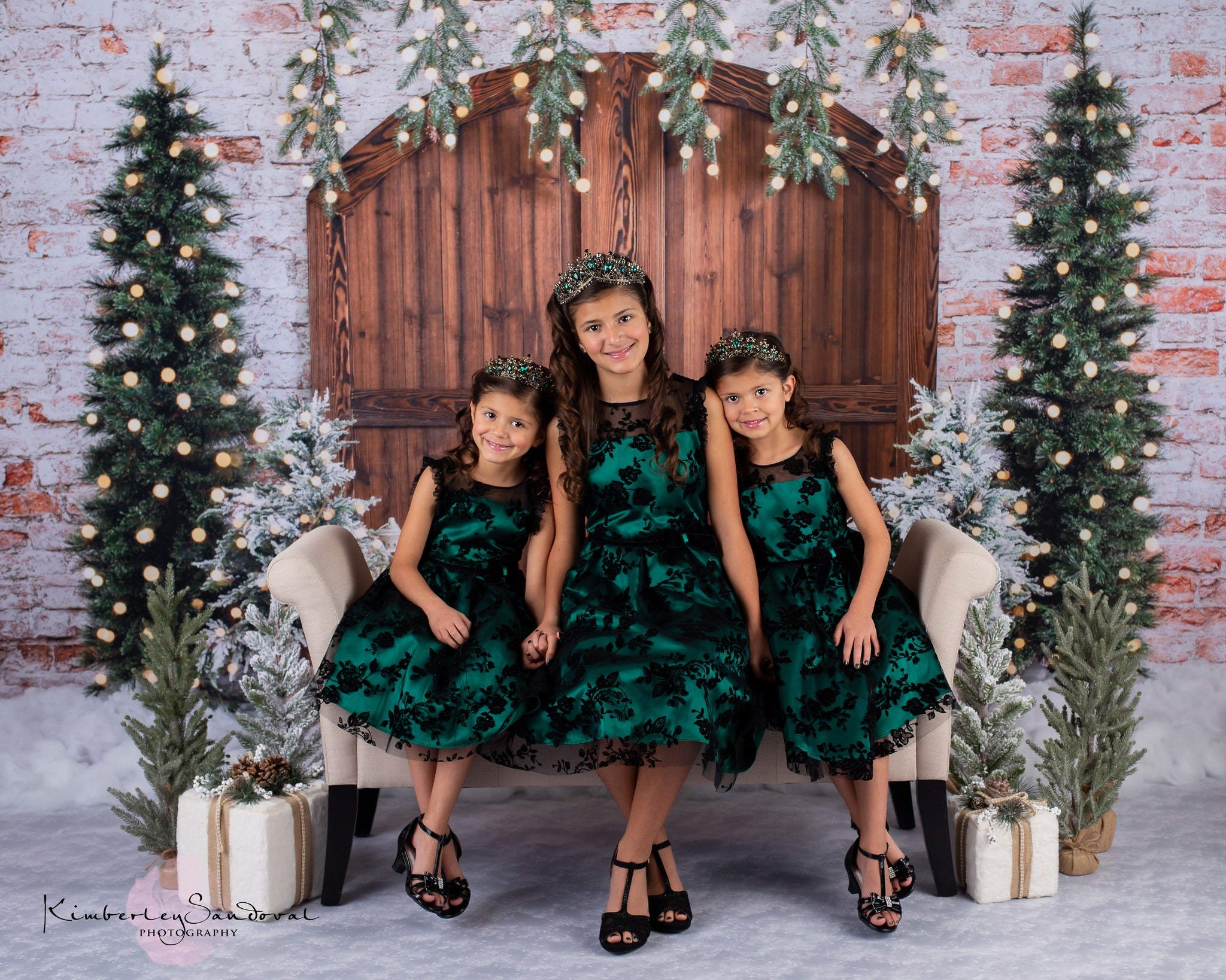 Kate Christmas Backdrop Snow Tree Winter Brick Wall Designed by Emetselch - Kate Backdrop AU