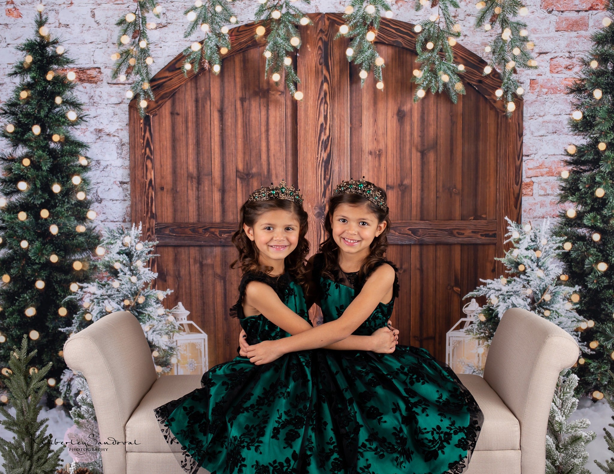 Kate Christmas Backdrop Snow Tree Winter Brick Wall Designed by Emetselch - Kate Backdrop AU