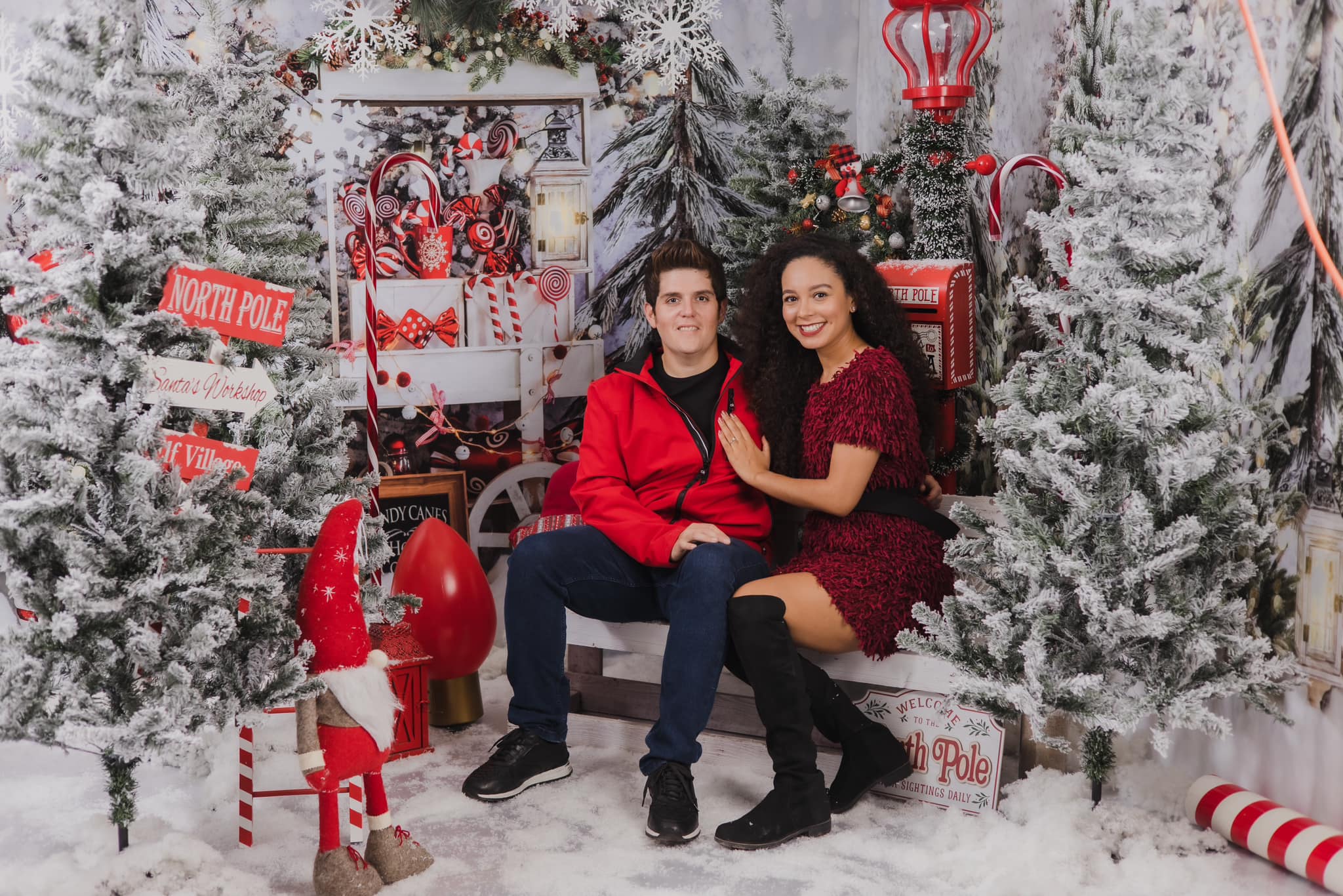 Kate Snow Christmas Forest Truck Candy Bokeh Room Set(8ftx8ft&10ftx8ft&8ftx10ft) - Kate Backdrop AU
