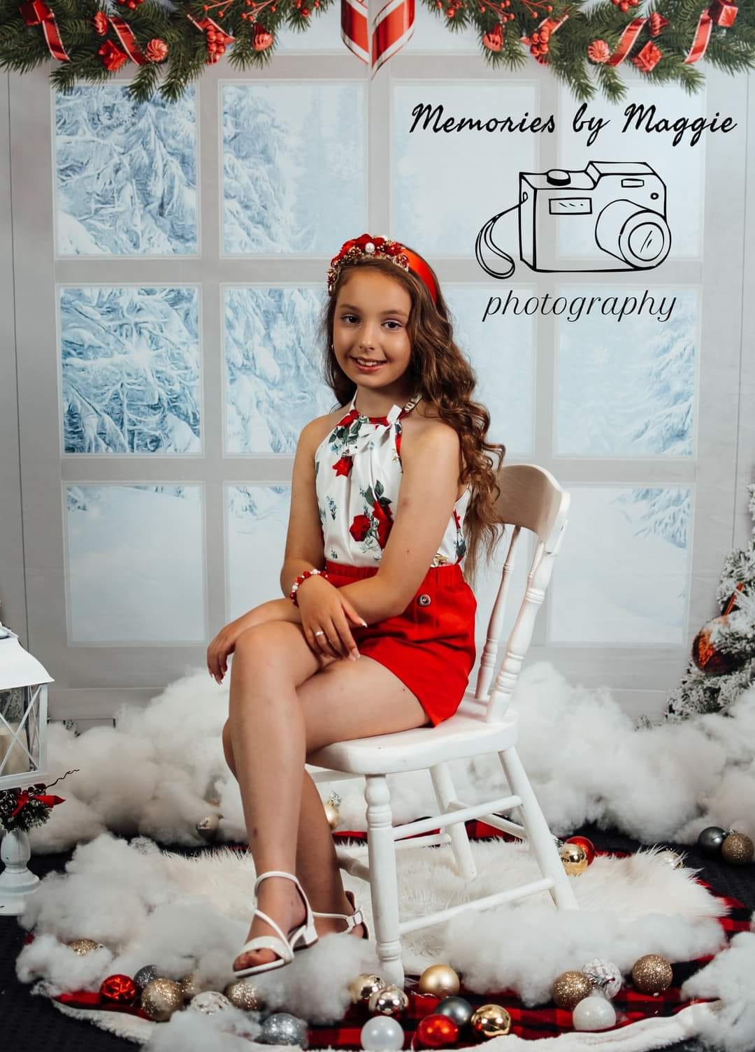 Kate Christmas Tree Winter White Window Backdrop Designed by Chain Photography - Kate Backdrop AU