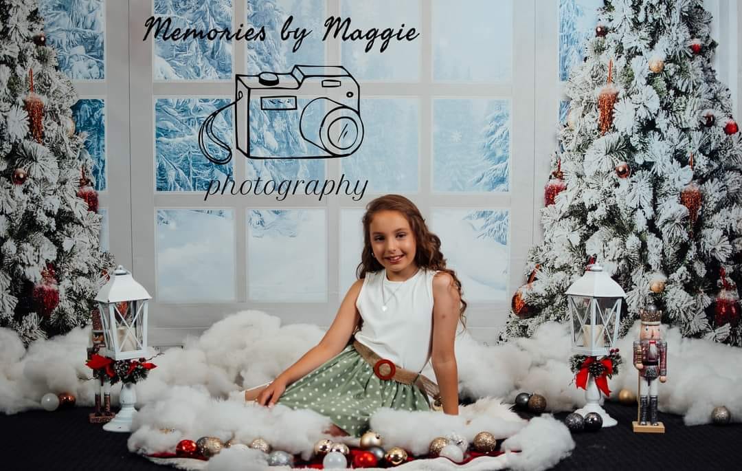 Kate Christmas Tree Winter White Window Backdrop Designed by Chain Photography - Kate Backdrop AU