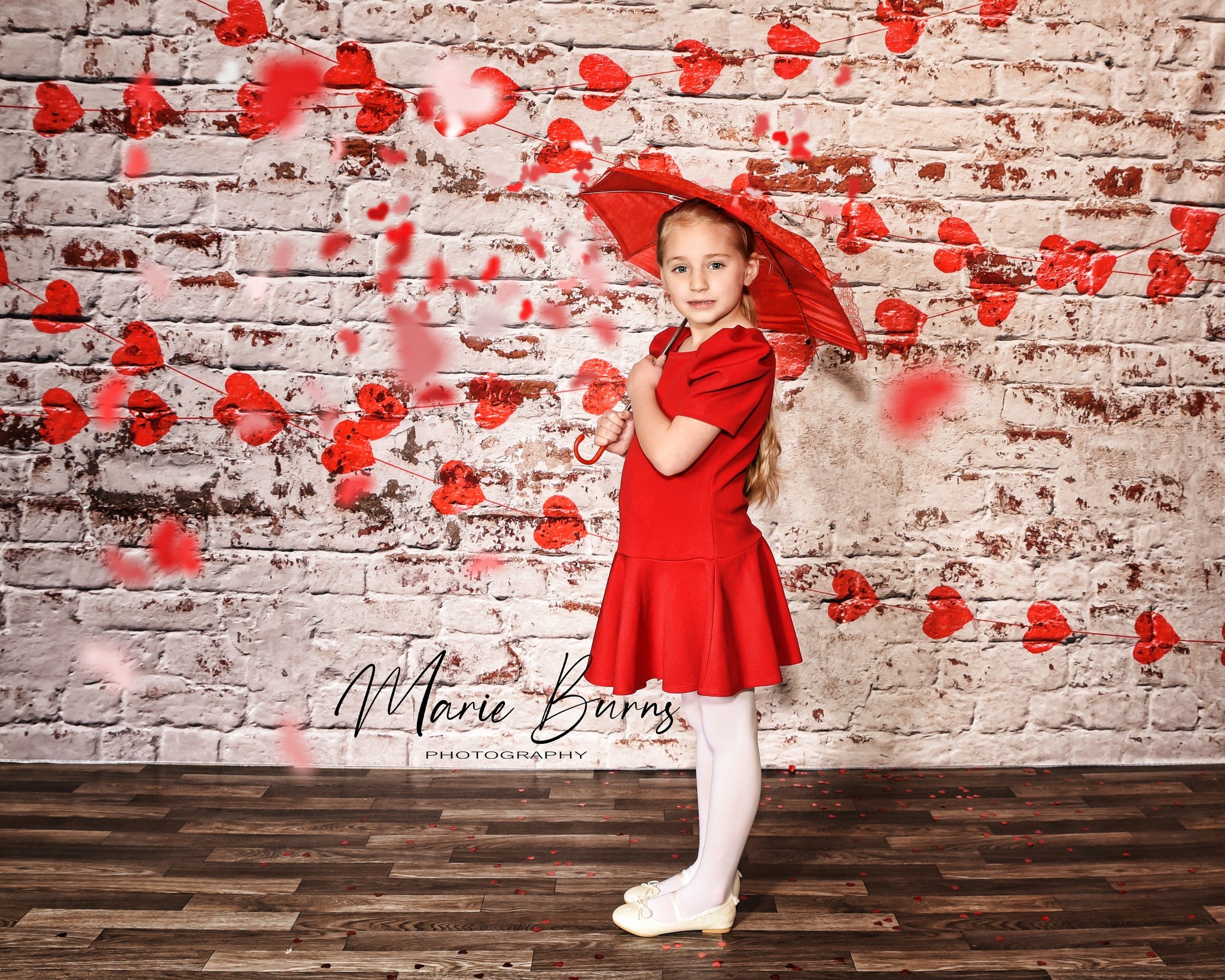 Kate white brick wall with red hearts Valentine's Day Backdrop for Photography designed by Jerry_Sina - Kate Backdrop AU