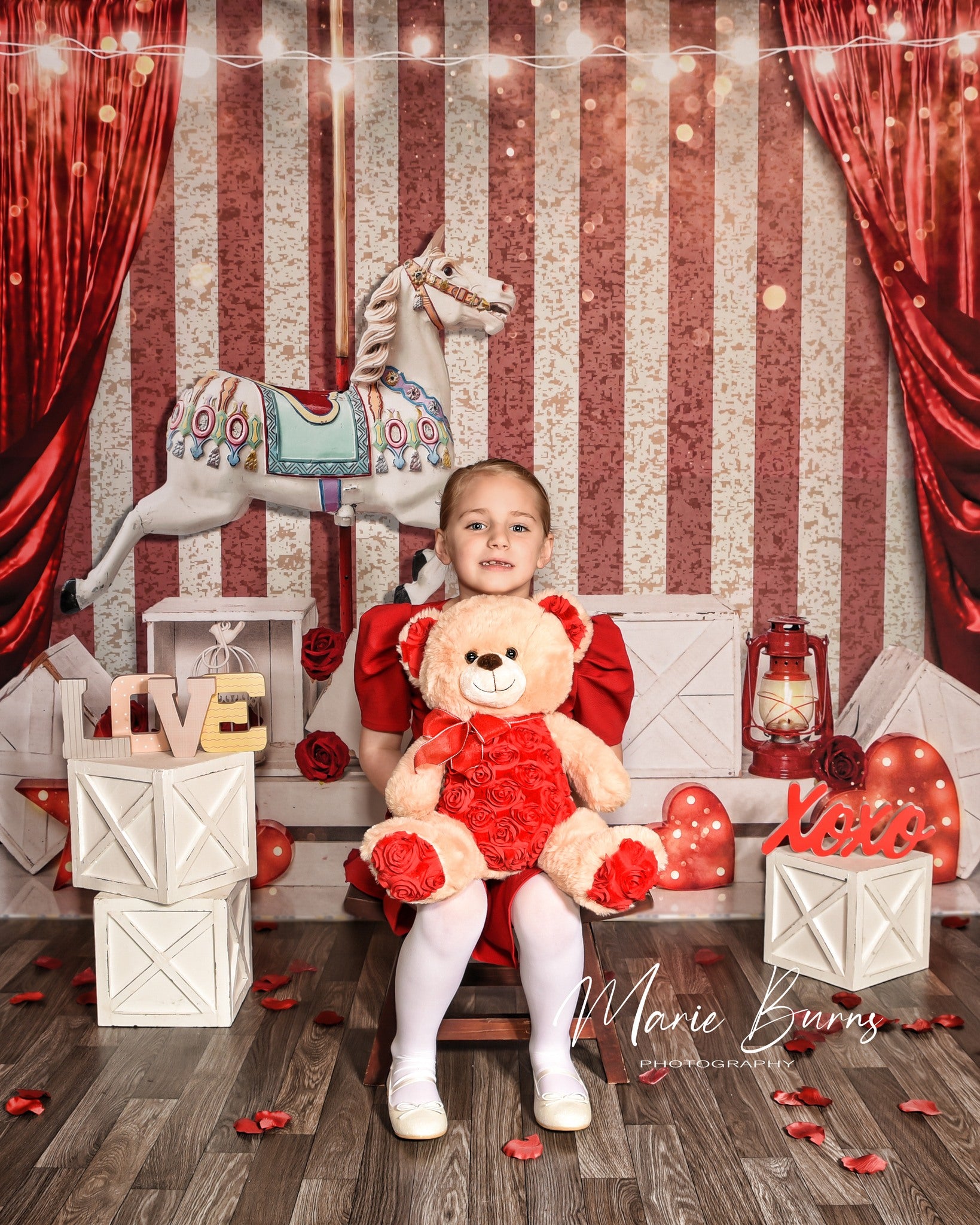 Kate Circus Trojan Horse Backdrop Stripe Red Curtain Cake Smash for Photography - Kate Backdrop AU