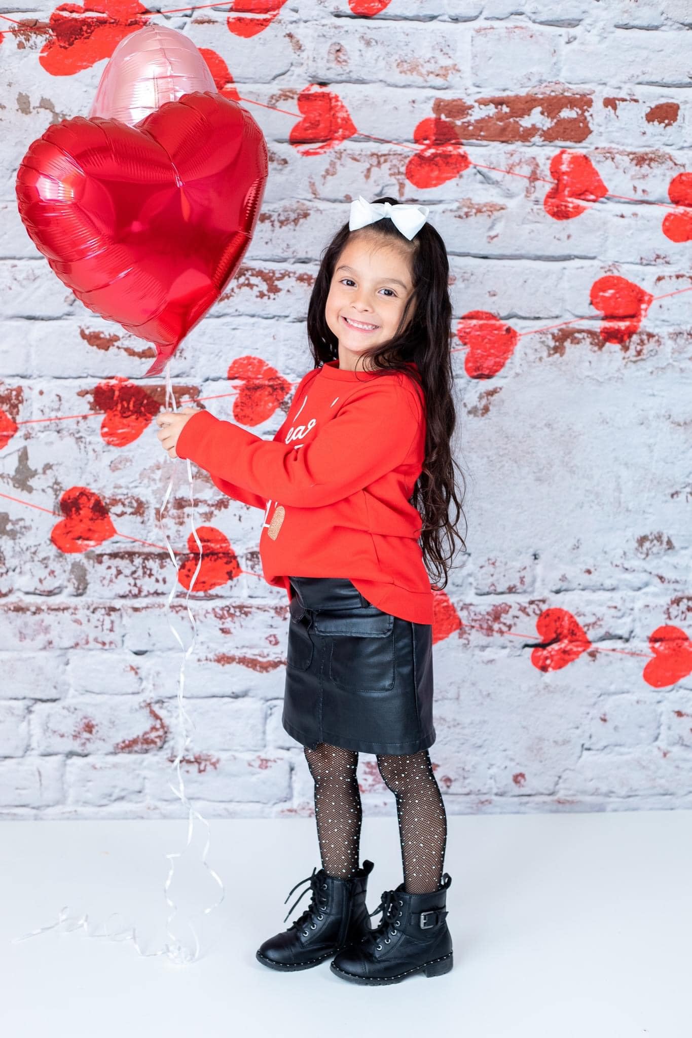 Kate white brick wall with red hearts Valentine's Day Backdrop for Photography designed by Jerry_Sina - Kate Backdrop AU