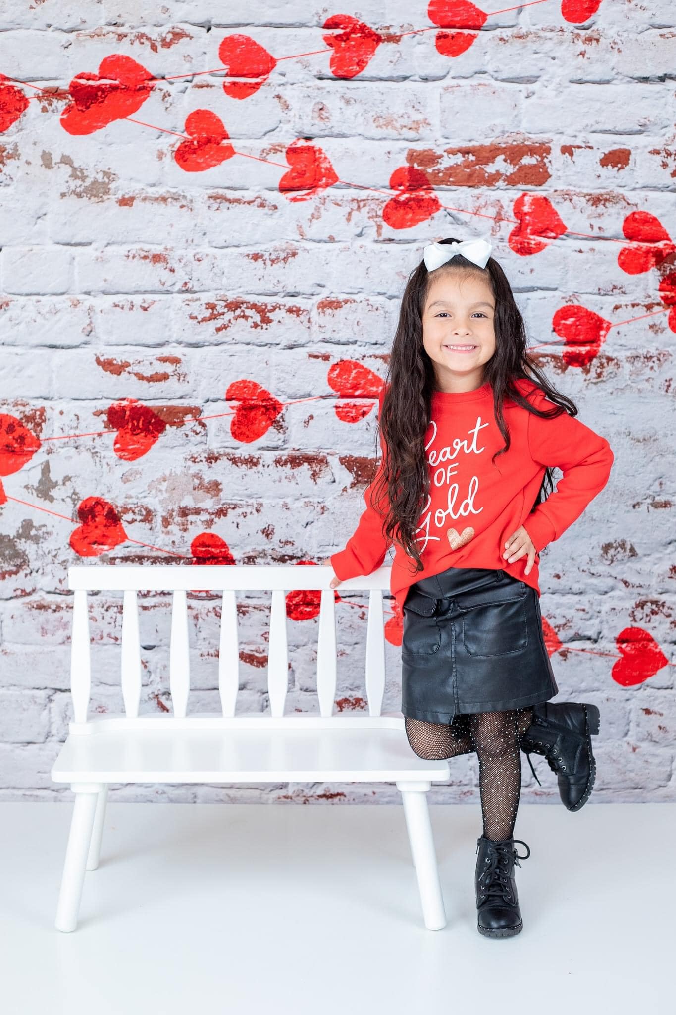 Kate white brick wall with red hearts Valentine's Day Backdrop for Photography designed by Jerry_Sina - Kate Backdrop AU