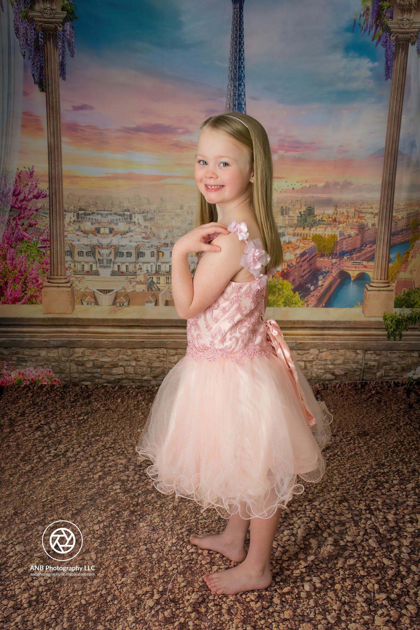 Kate Colored Flower Flowers Backdrop Eiffel Tower Paris City - Kate Backdrop AU