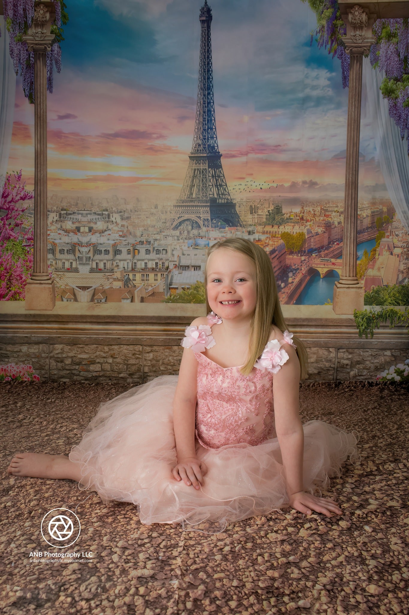 Kate Colored Flower Flowers Backdrop Eiffel Tower Paris City - Kate Backdrop AU