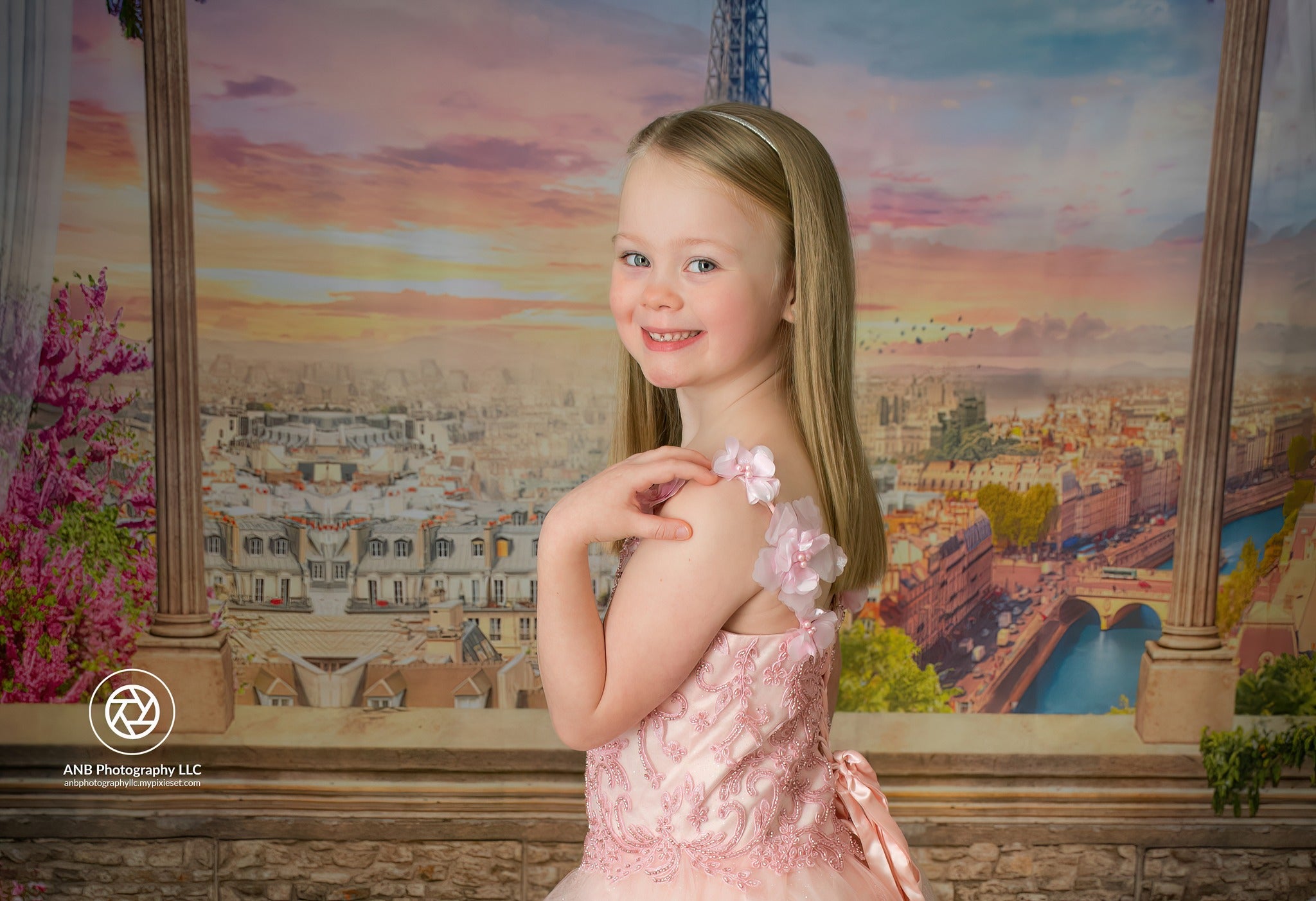 Kate Colored Flower Flowers Backdrop Eiffel Tower Paris City - Kate Backdrop AU