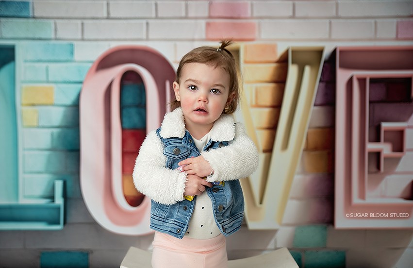 Kate Pastel Metal Love Letters Backdrop Brick Wall Designed by Mini MakeBelieve - Kate Backdrop AU