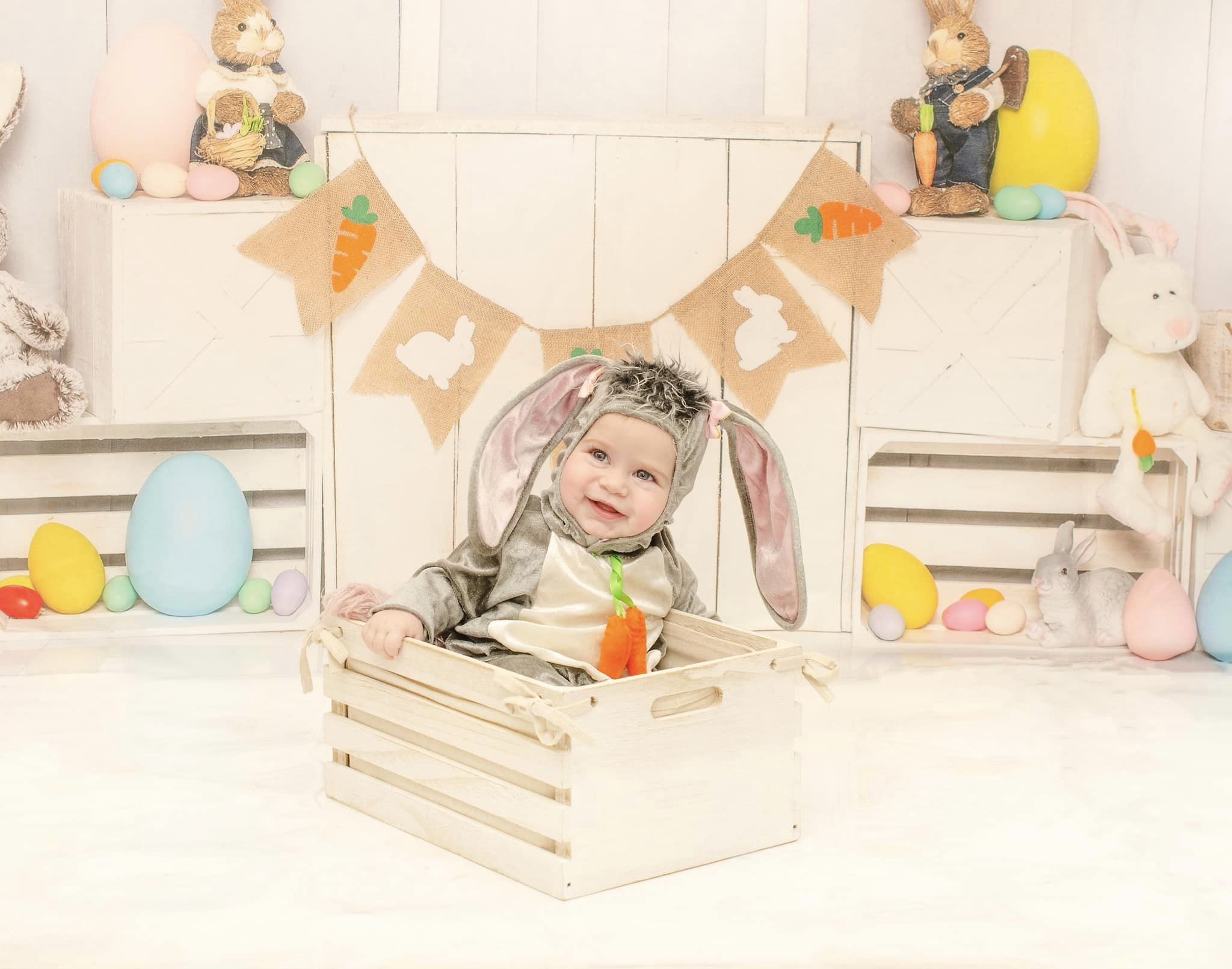 Kate White Easter Bunny Egg Stand Backdrop Designed by Emetselch - Kate Backdrop AU