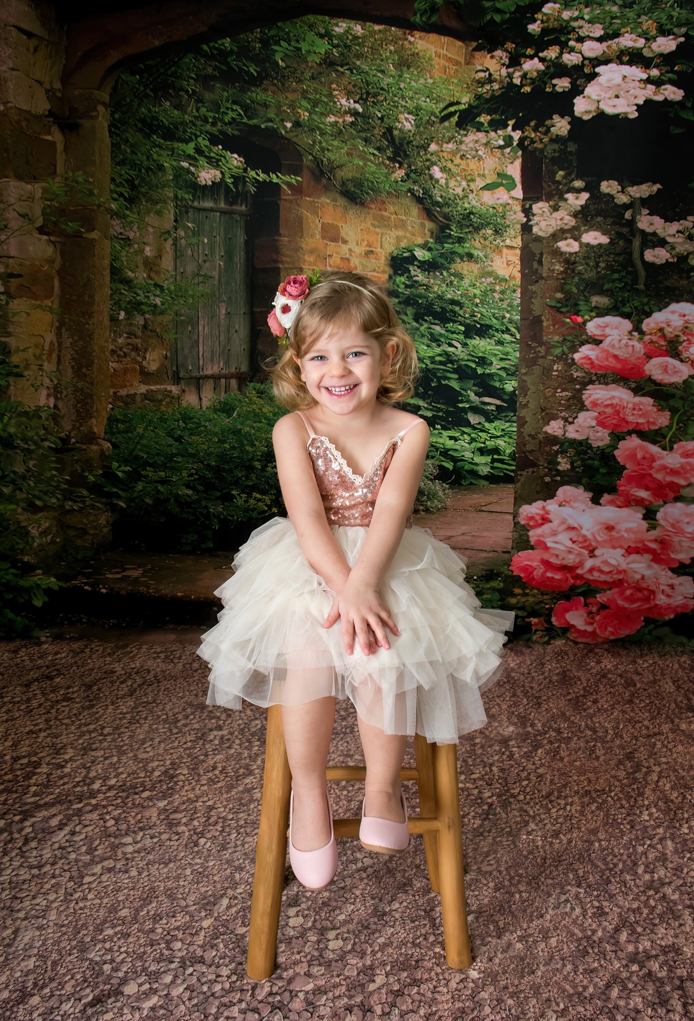 Kate Pink Rose Brick Arch Door Background for Photographer Backdrop for Wedding Pictures - Kate Backdrop AU