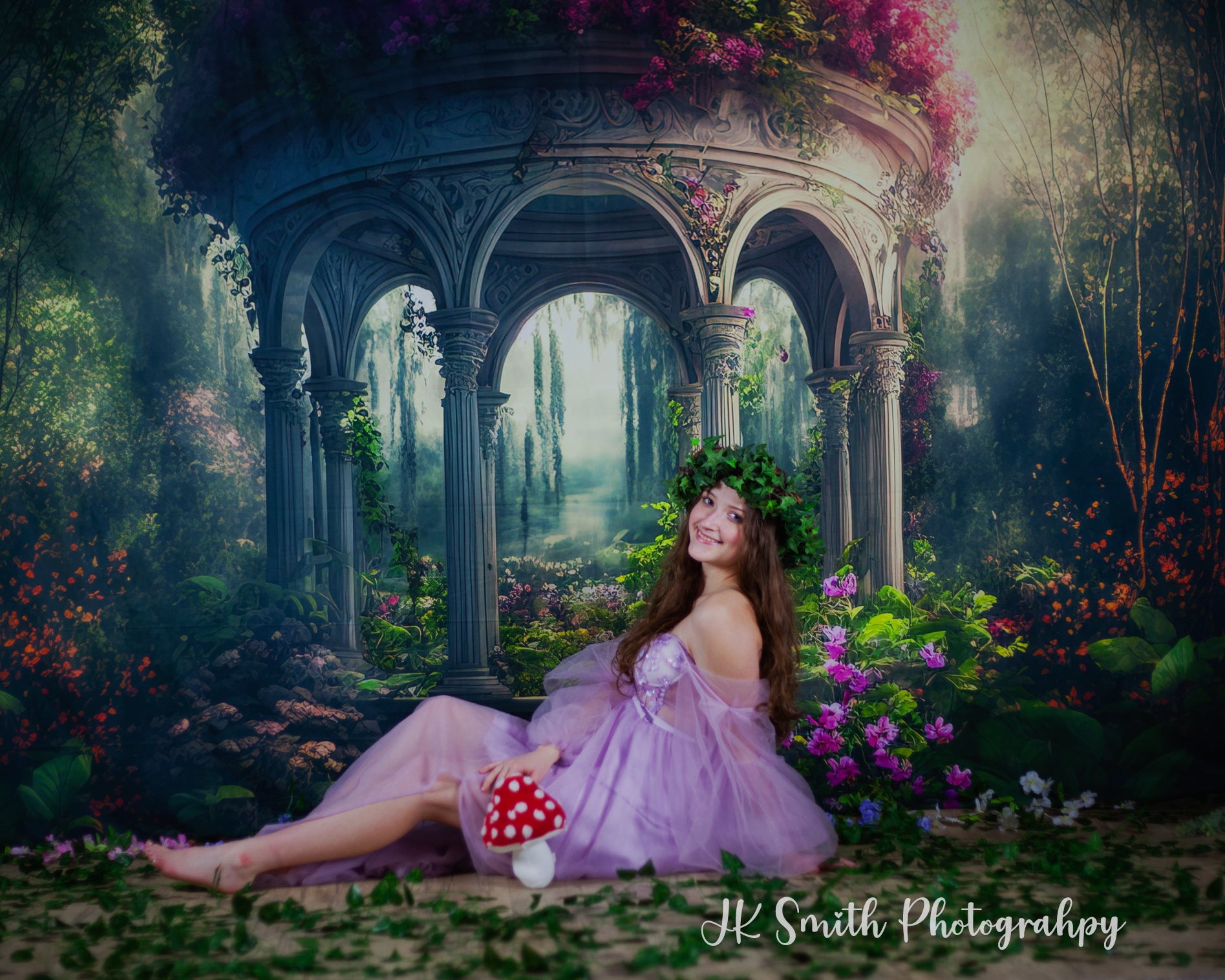 Kate Enchanted Gazebo Spring Fantasy Garden Backdrop Designed by Candice Compton - Kate Backdrop AU