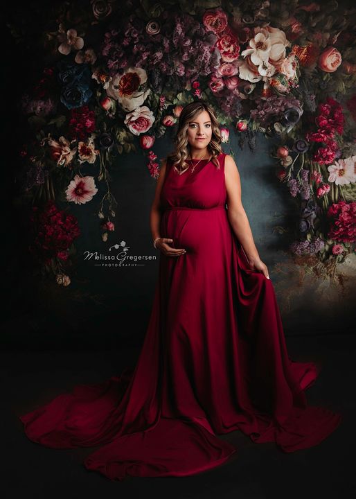 Kate Fine Art Backdrop Oil Painterly Floral Dark Teal Designed by Mini MakeBelieve - Kate Backdrop AU