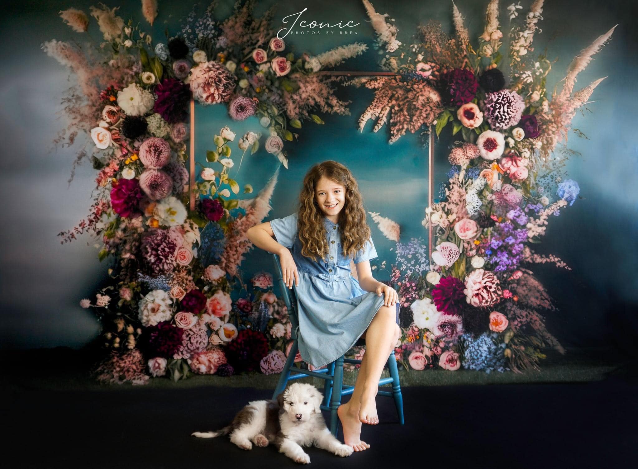 Kate Painterly Fine Art Backdrop Frame Spring Flowers Designed by Mini MakeBelieve - Kate Backdrop AU