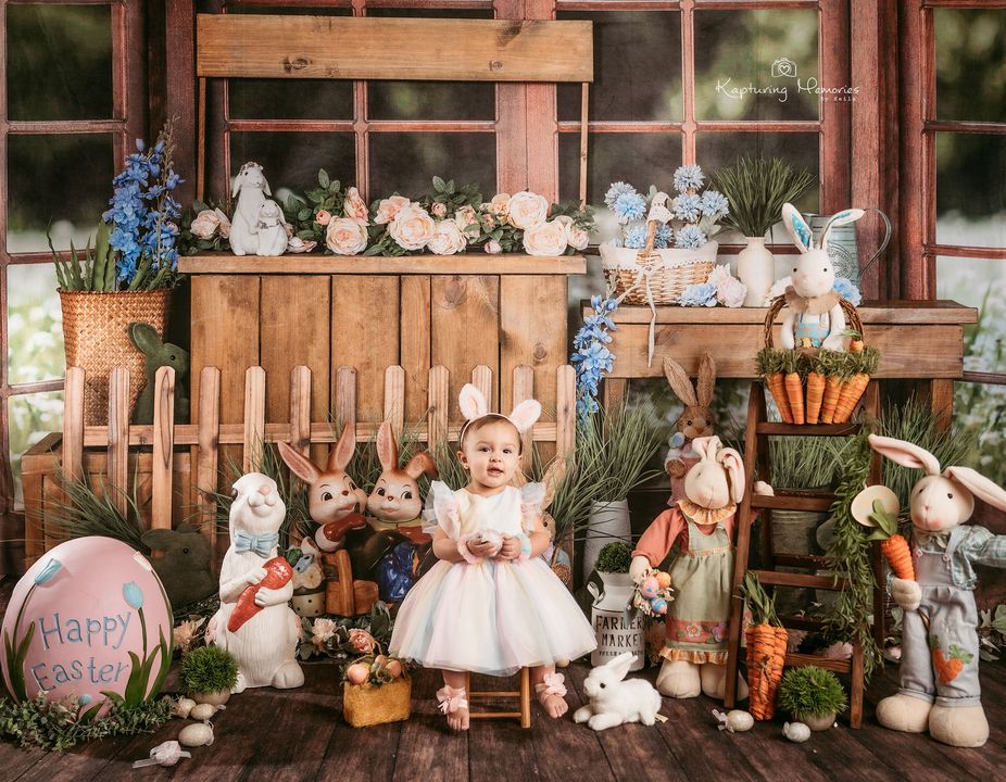 Kate Spring Backdrop Easter Bunny Window Designed by Emetselch - Kate Backdrop AU
