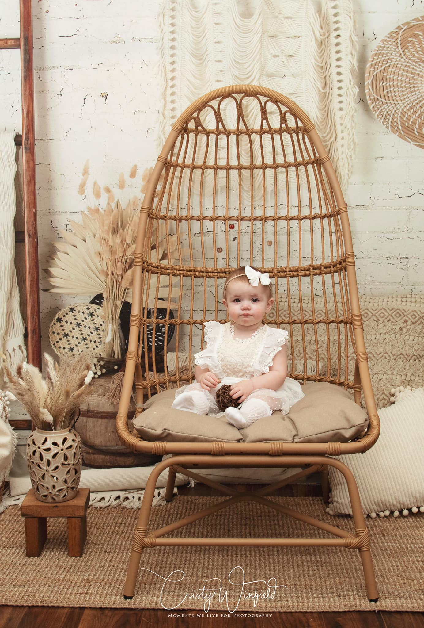 Kate Boho Macrame Wall Backdrop Baskets Ladder Designed by Mandy Ringe Photography