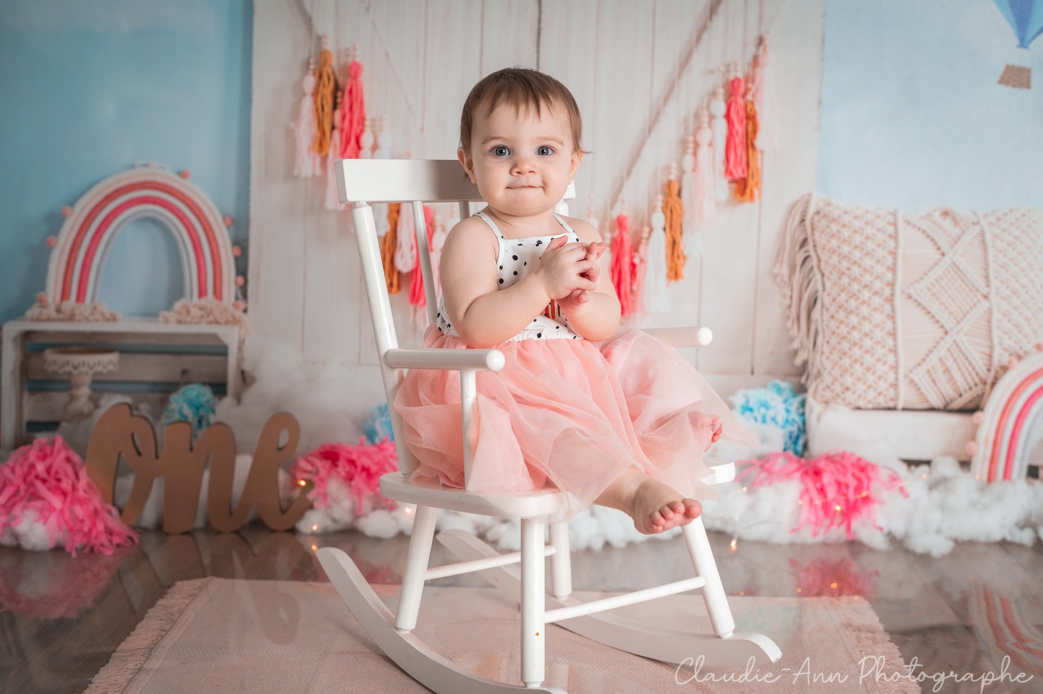 Kate Rainbow Hot Air Balloon Backdrop Cake Smash Designed by Emetselch - Kate Backdrop AU