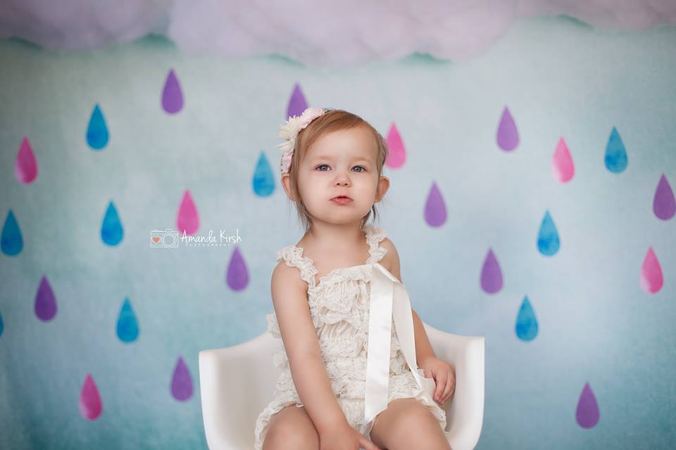 Kate Clouds And Colored Rain Baby Shower Backdrop for Photography designed by Jerry_Sina - Kate Backdrop AU