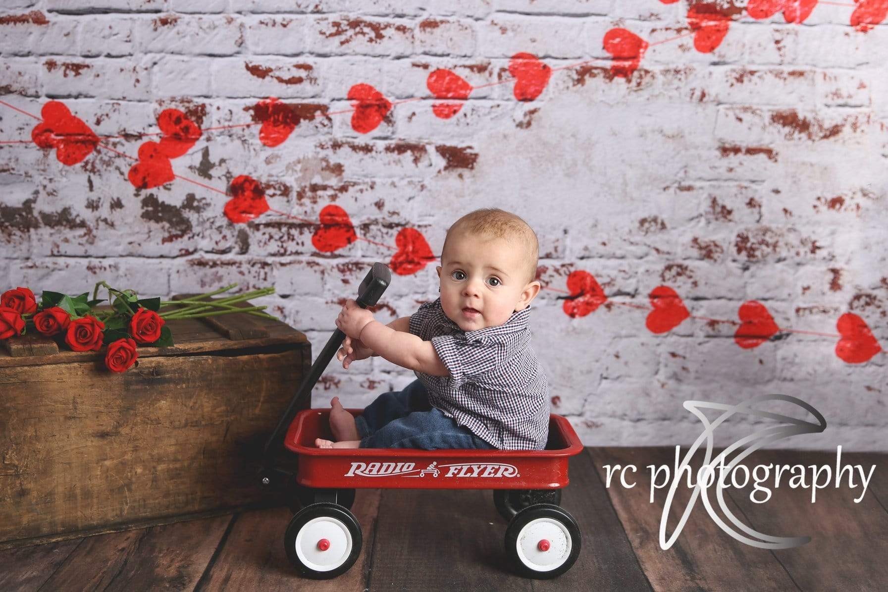 Kate white brick wall with red hearts Valentine's Day Backdrop for Photography designed by Jerry_Sina - Kate Backdrop AU