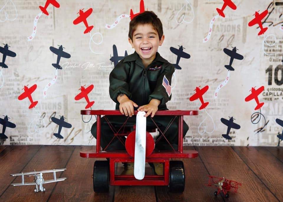 Kate Retro Planes Valentines Backdrop for Photography designed by Jerry_Sina - Kate Backdrop AU