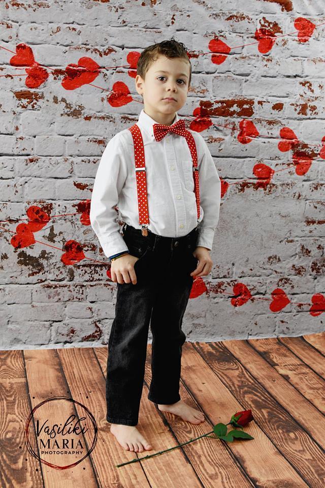 Kate white brick wall with red hearts Valentine's Day Backdrop for Photography designed by Jerry_Sina - Kate Backdrop AU