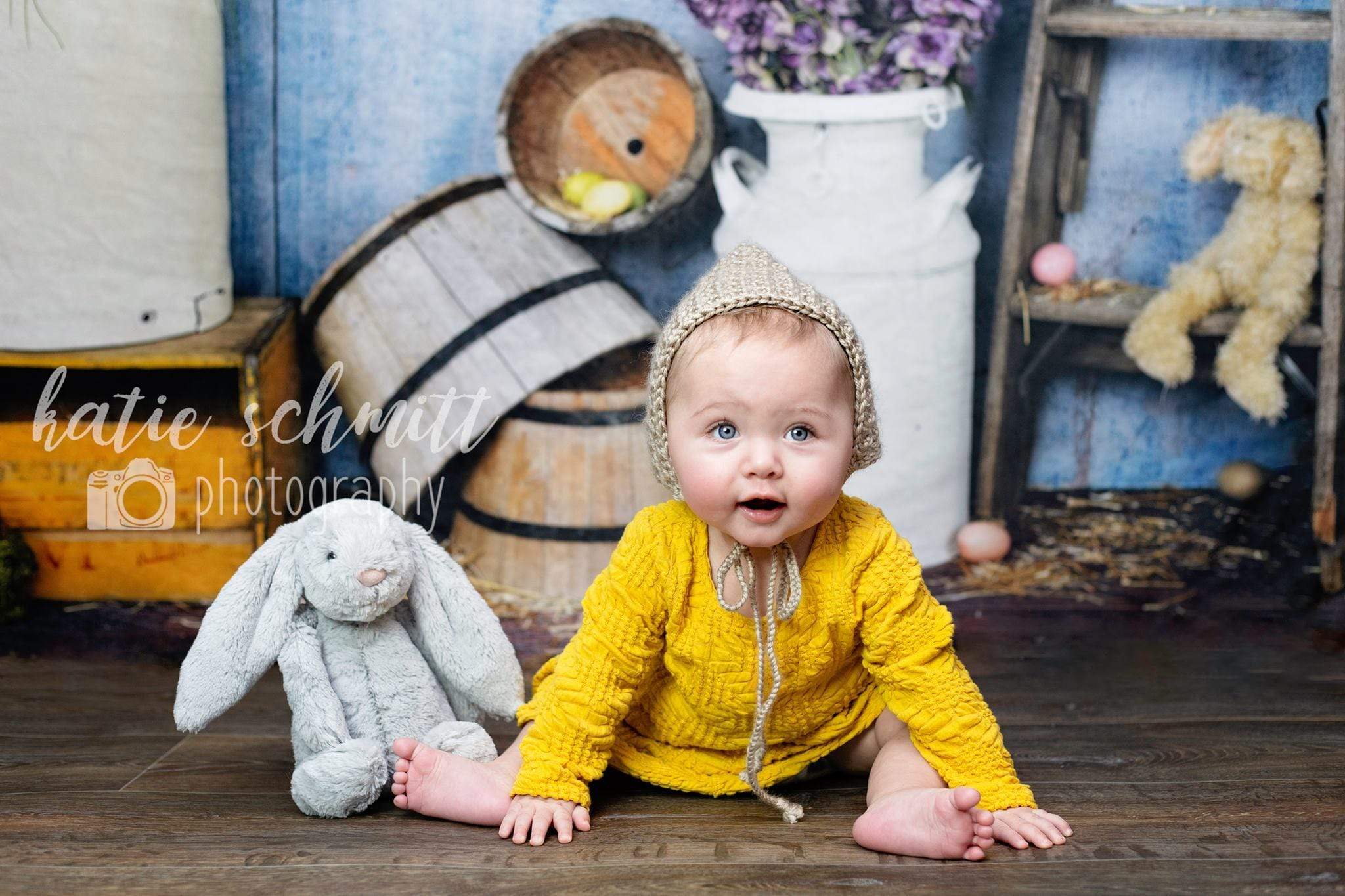 Kate Blue Easter Chicken Coop Backdrop designed by Arica Kirby - Kate Backdrop AU