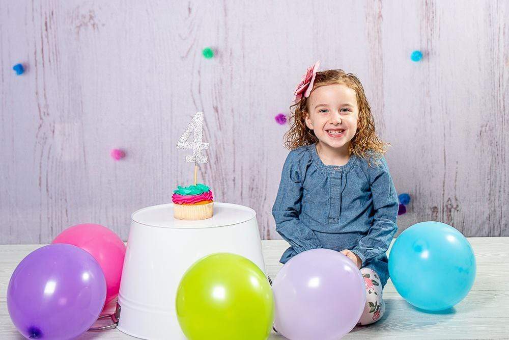 Kate Gray-white Wood with Decorations Children Backdrop for Photography Designed by Erin Larkins - Kate Backdrop AU