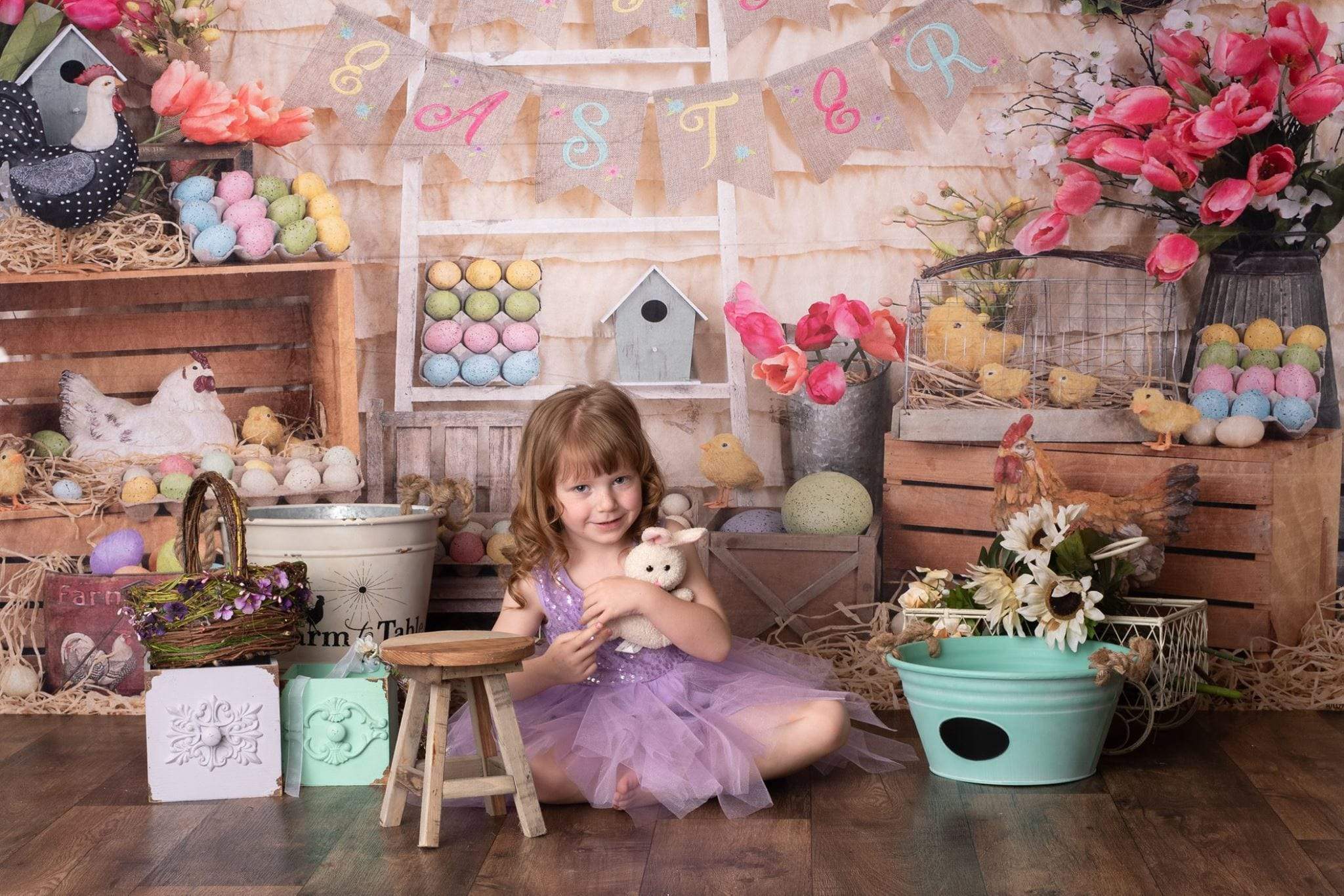 Kate Colorful Eggs Happy Easter Backdrop - Kate Backdrop AU