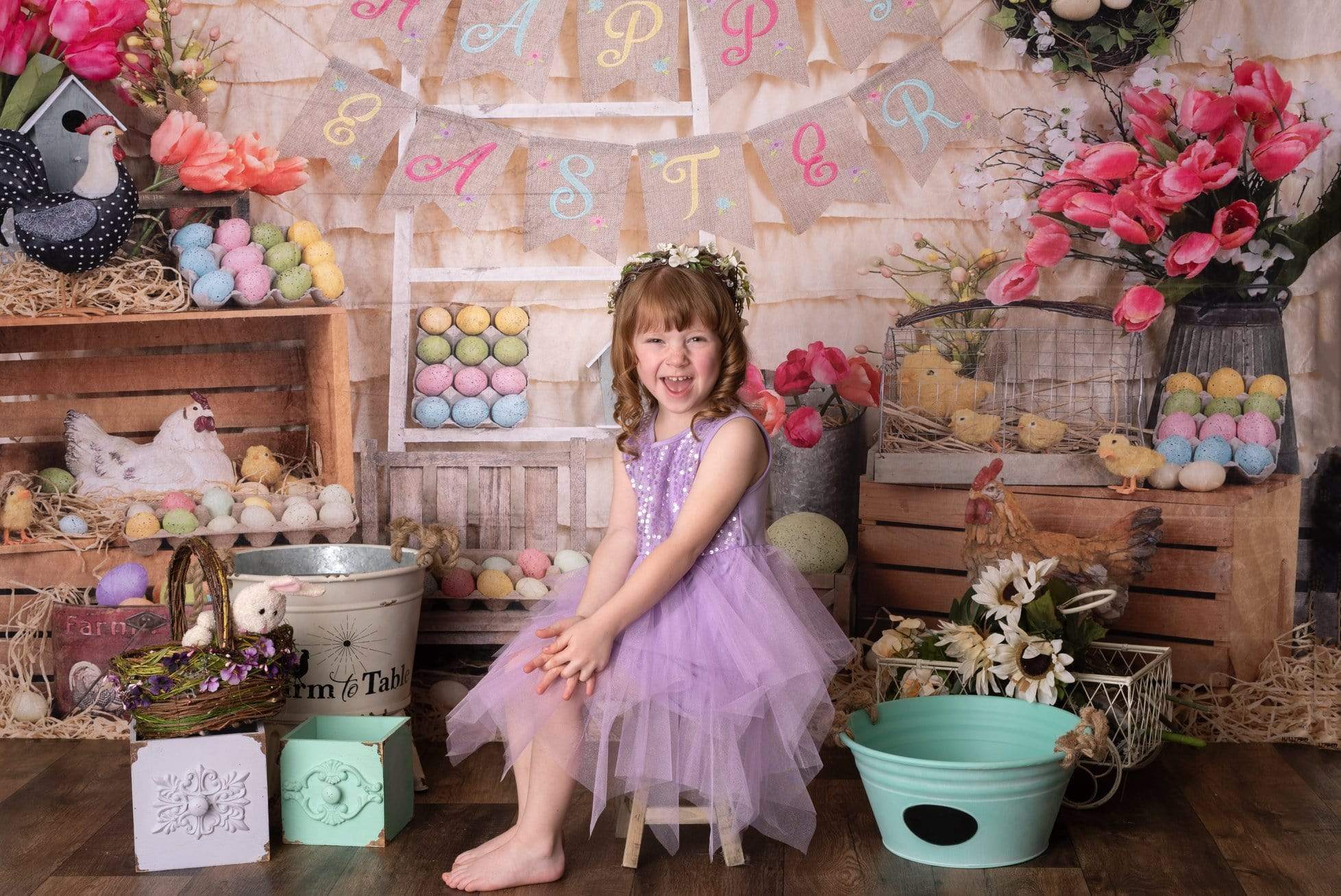 Kate Colorful Eggs Happy Easter Backdrop - Kate Backdrop AU