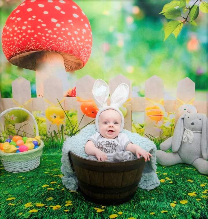 Kate Easter Backdrops Natural Scenery Spring Photography Yellow Flowers Colorful Eggs Photo Background - Kate Backdrop AU